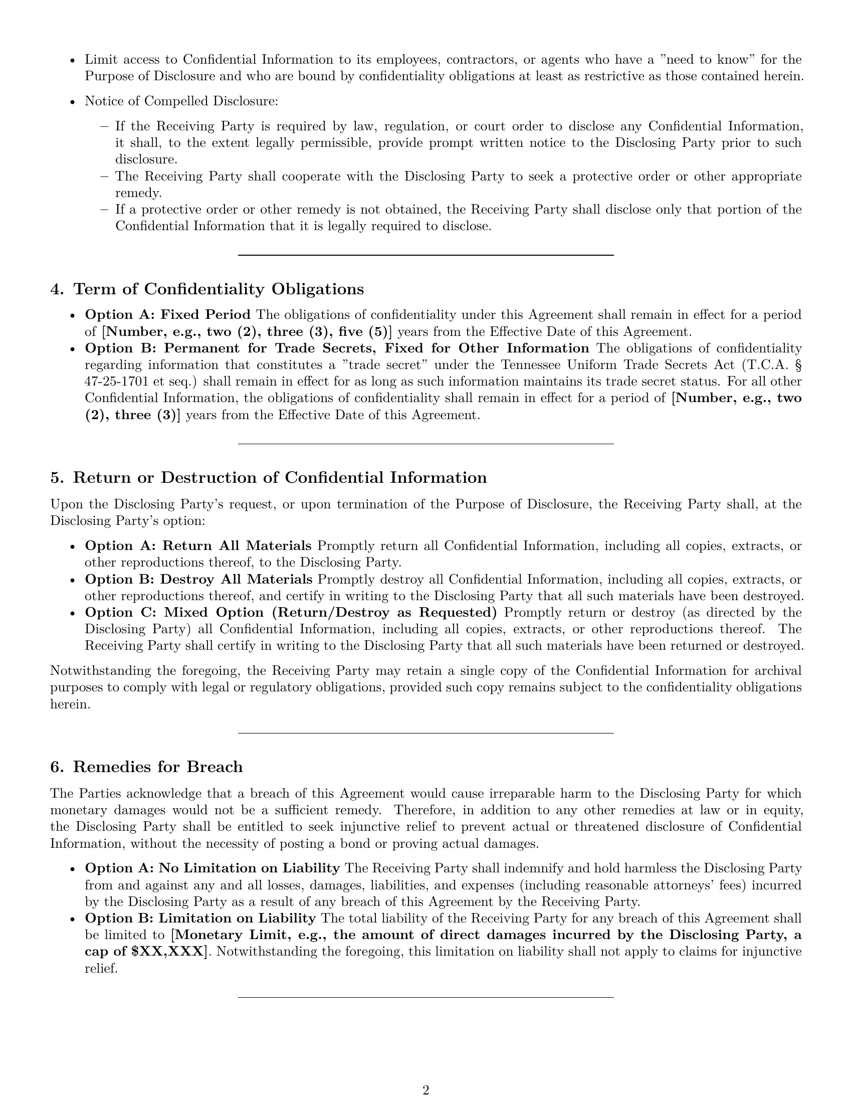 Preview page 2 of Pro Tennessee nda template