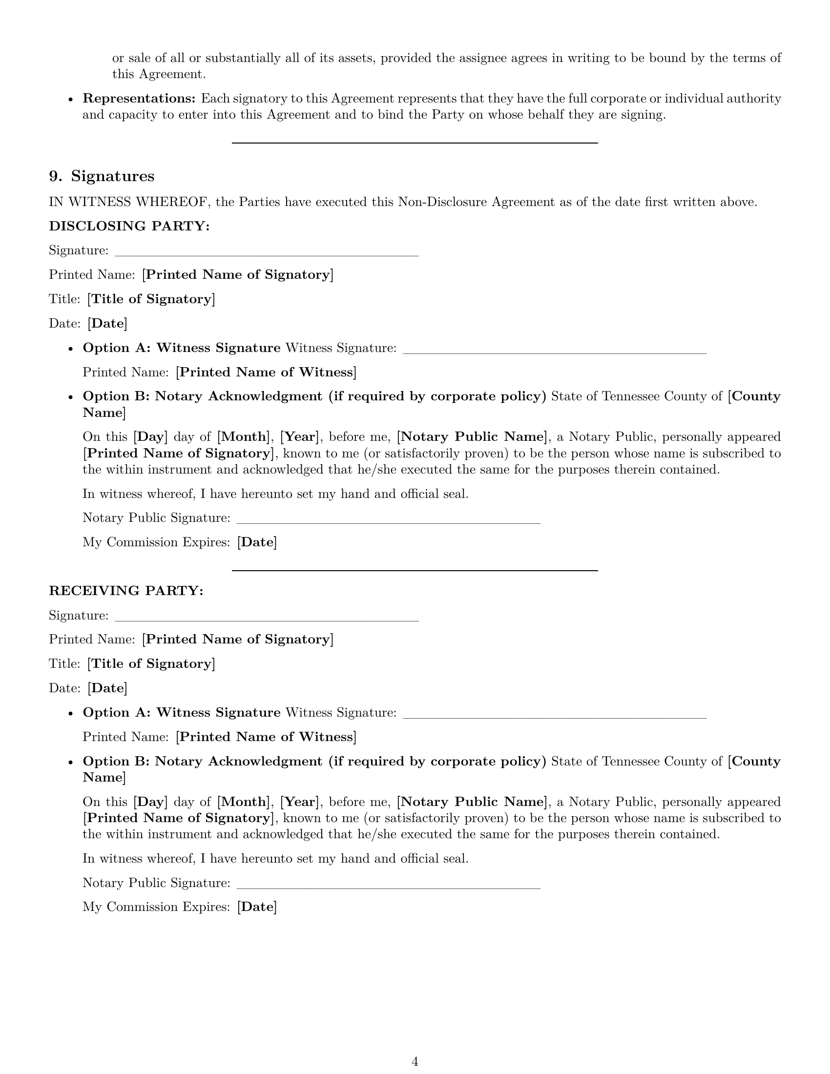 Preview page 4 of Pro Tennessee nda template