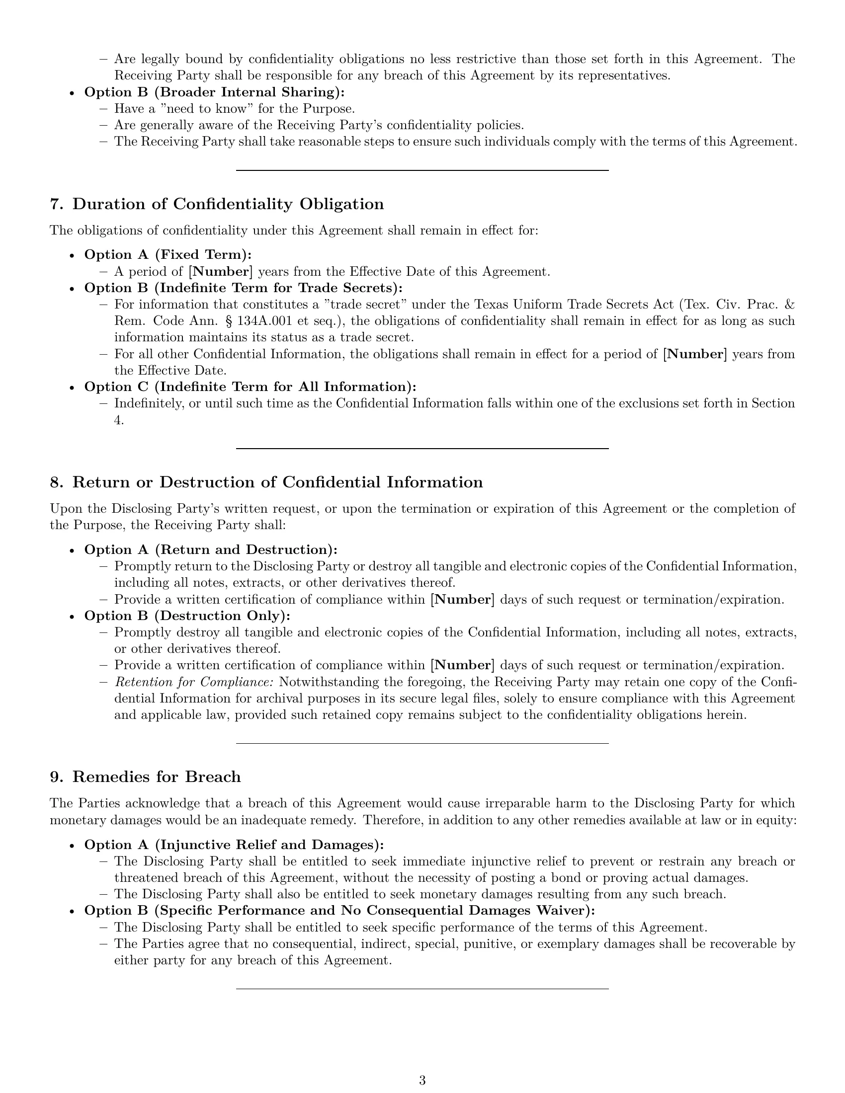 Preview page 3 of Pro Texas nda template