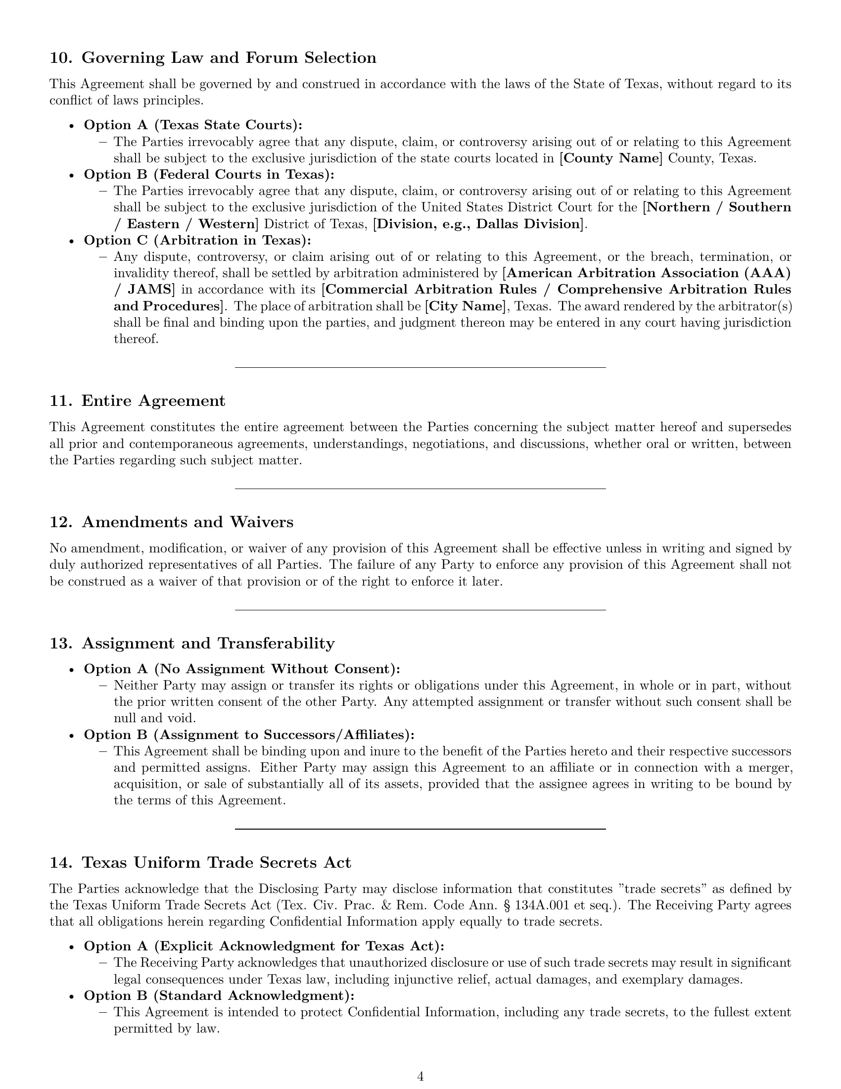 Preview page 4 of Pro Texas nda template