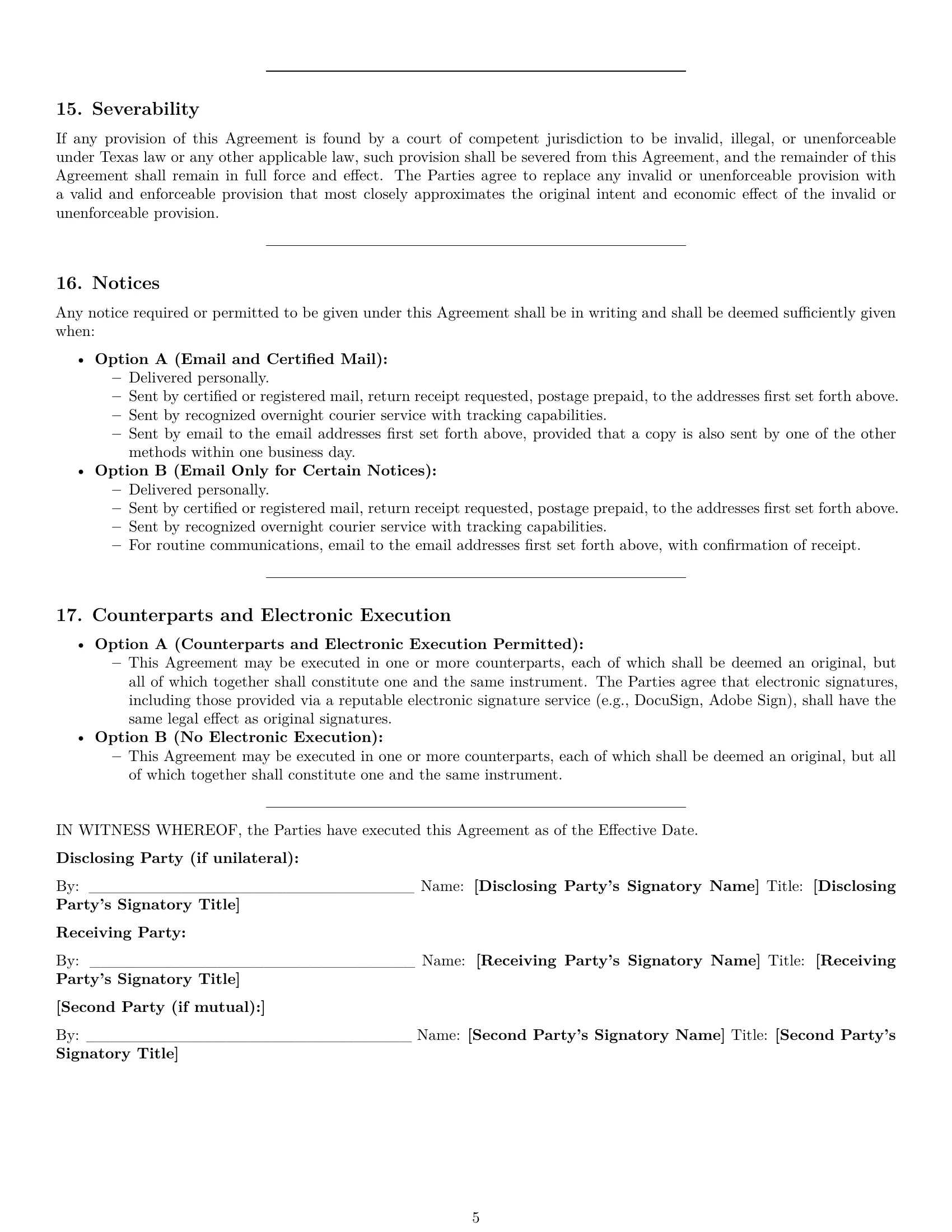 Preview page 5 of Pro Texas nda template