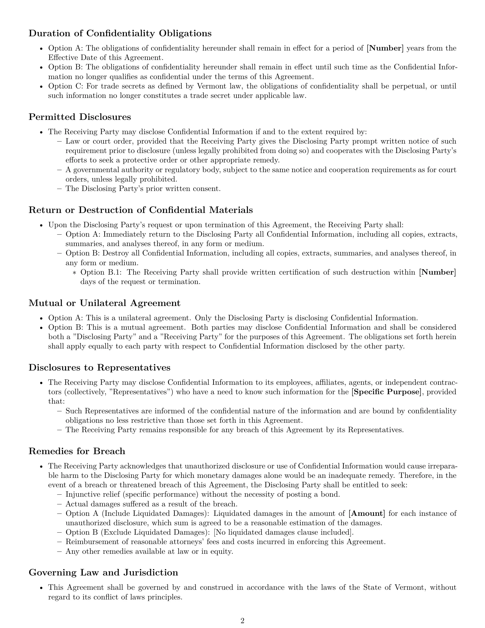 Preview page 2 of Pro Vermont nda template