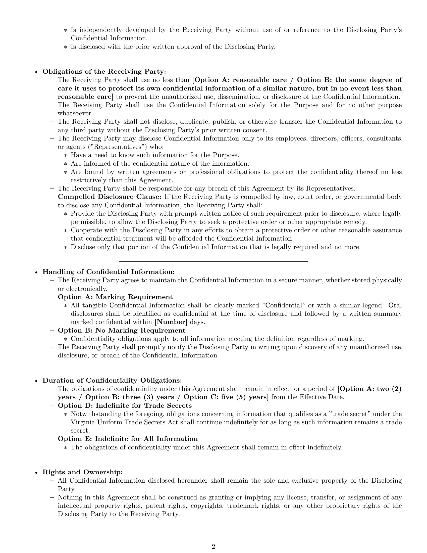 Preview page 2 of Pro Virginia nda template