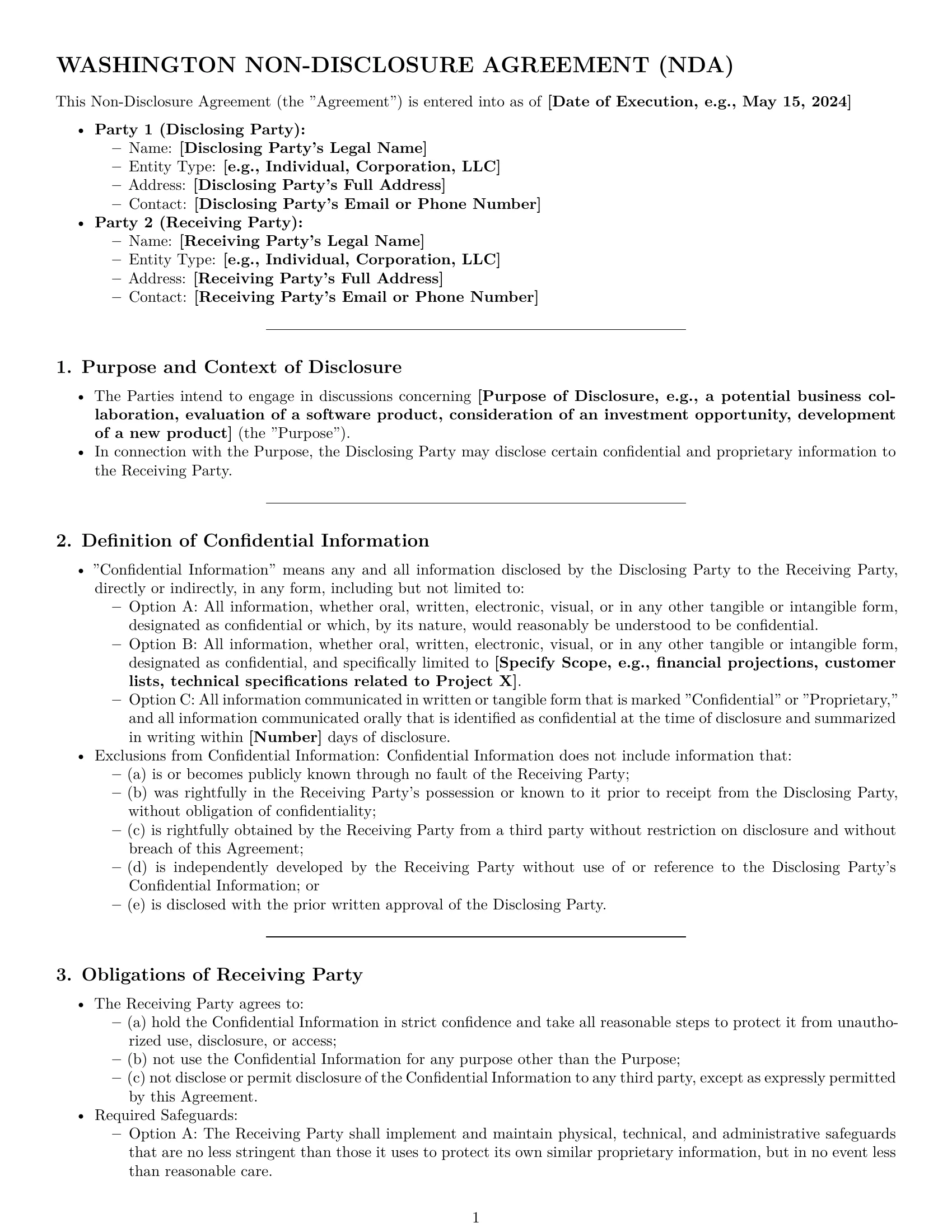 Preview page 1 of Pro Washington nda template