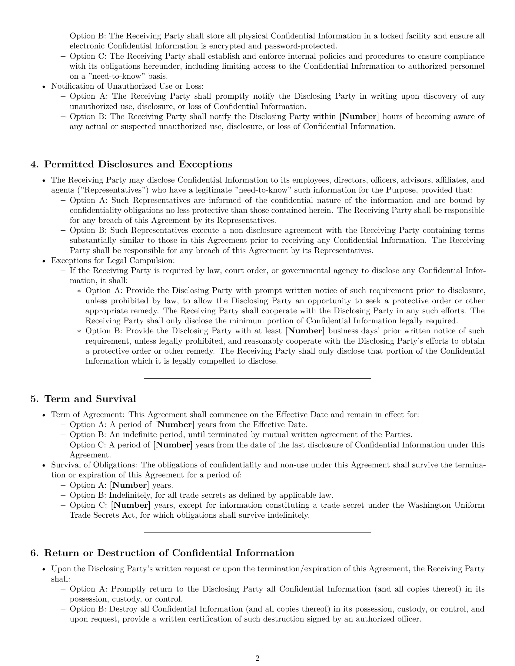 Preview page 2 of Pro Washington nda template