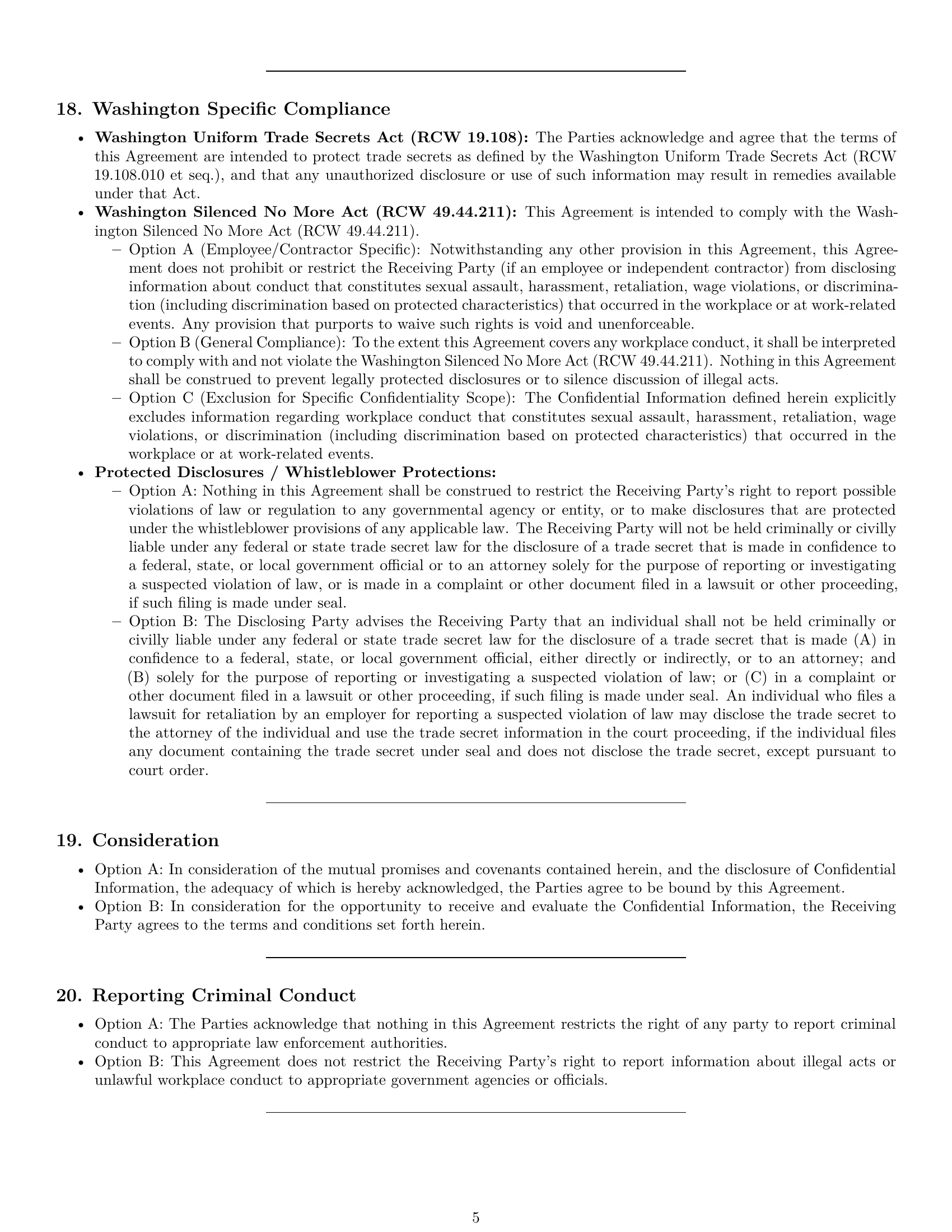 Preview page 5 of Pro Washington nda template