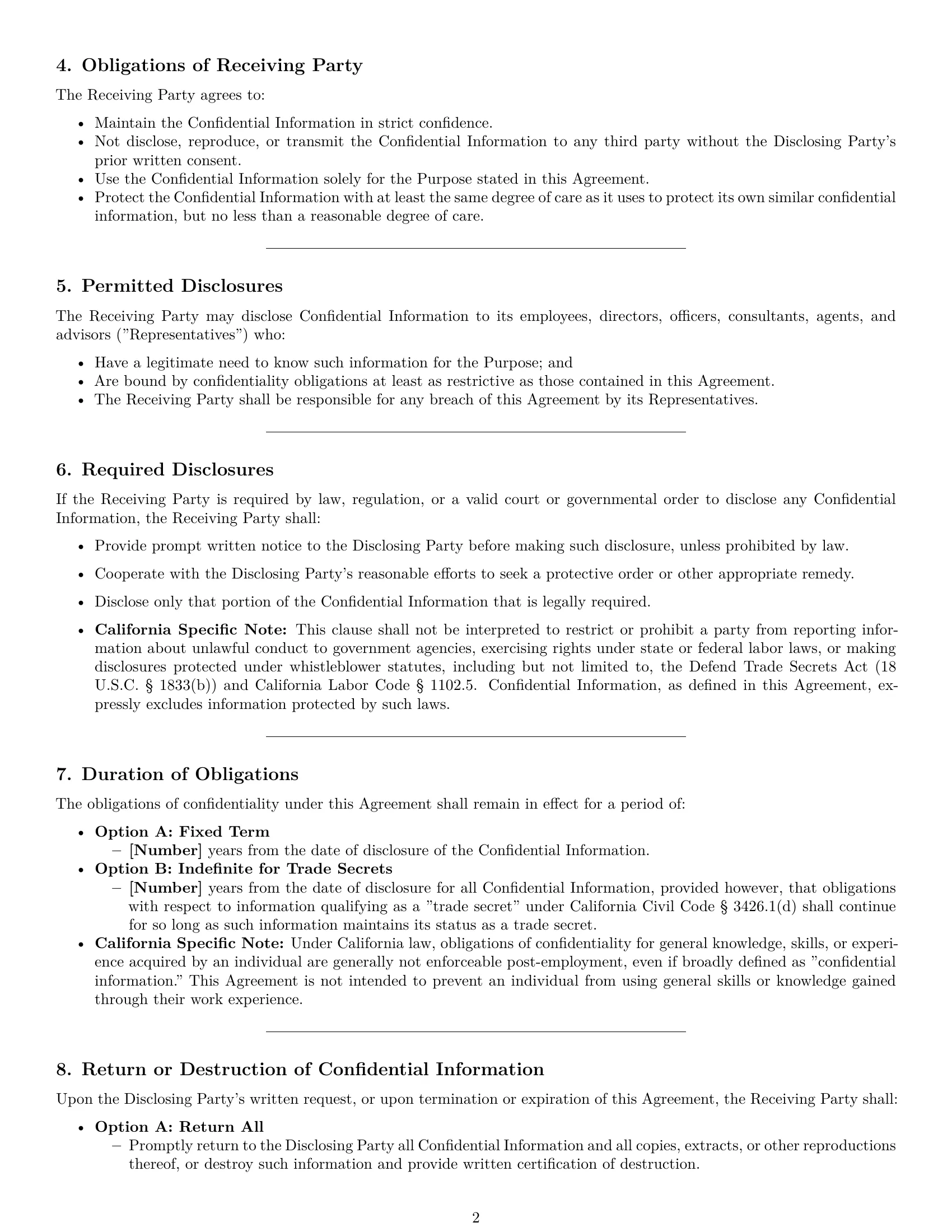 Preview page 2 of Pro California nda template