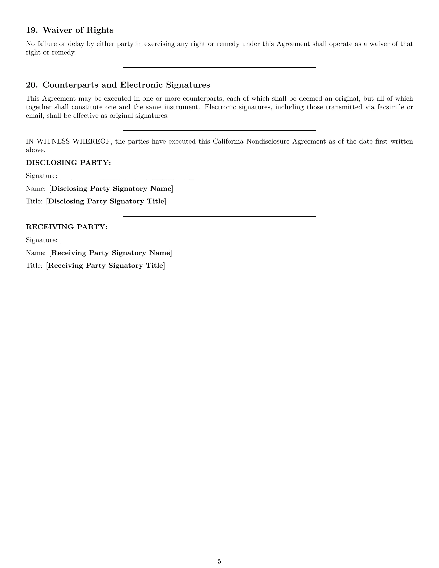 Preview page 5 of Pro California nda template