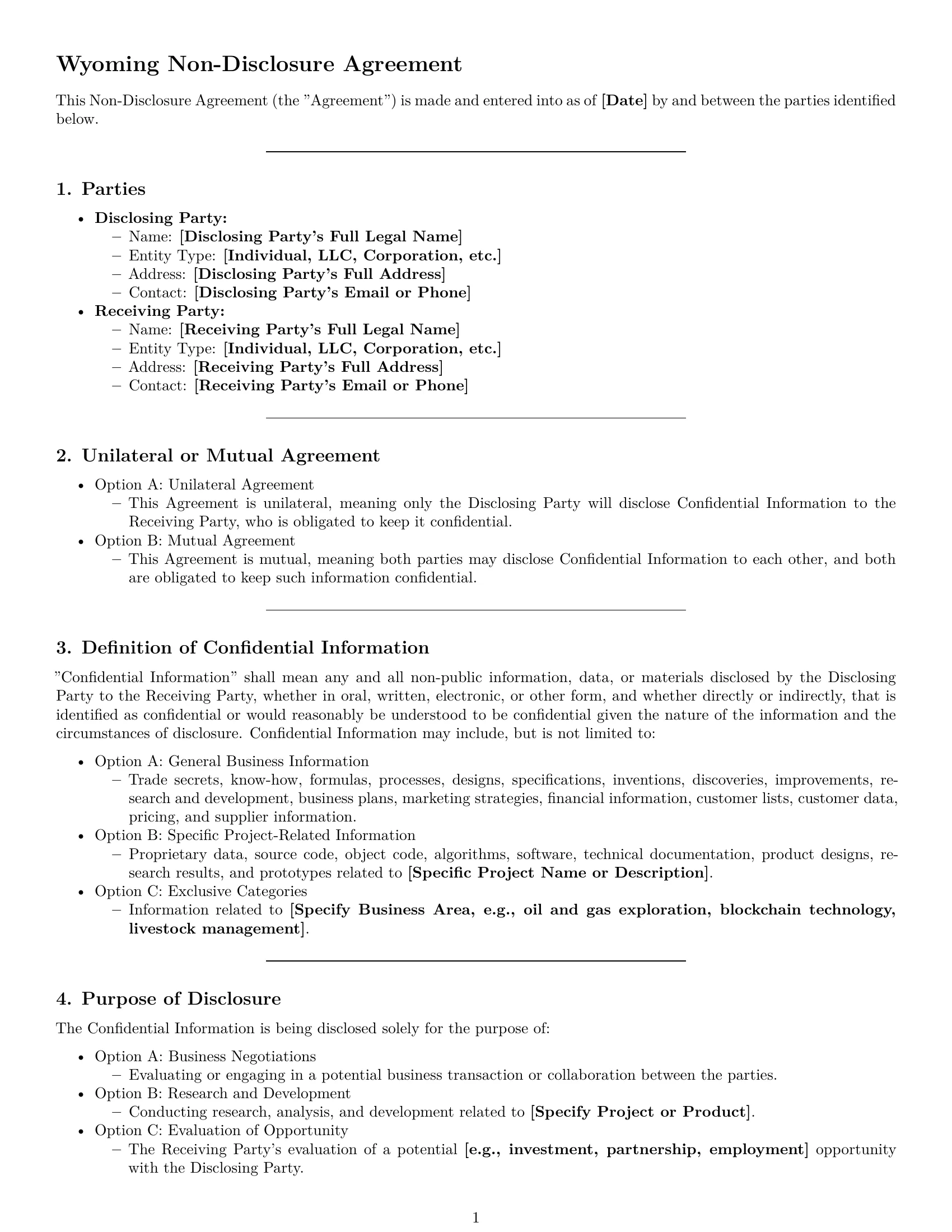 Preview page 1 of Pro Wyoming nda template