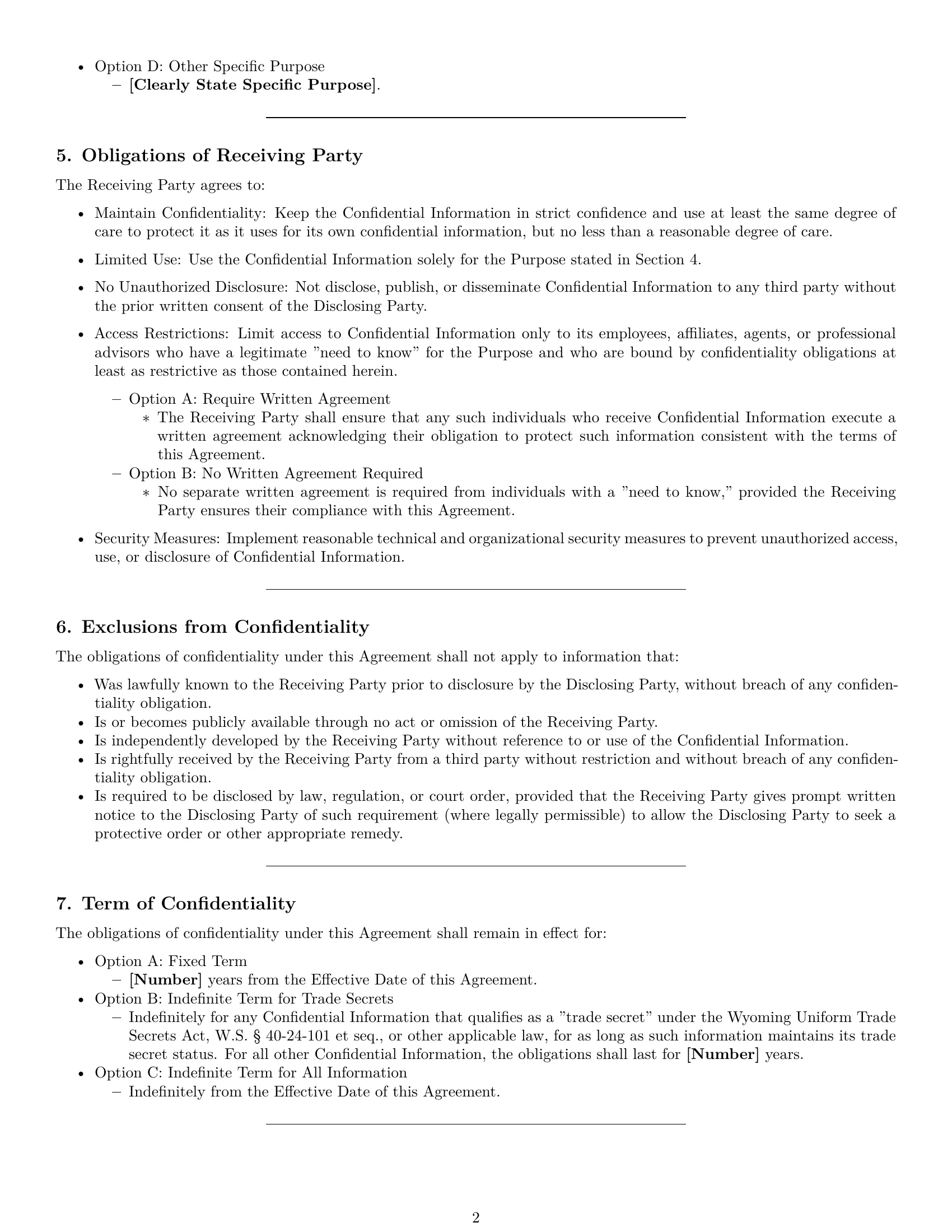 Preview page 2 of Pro Wyoming nda template