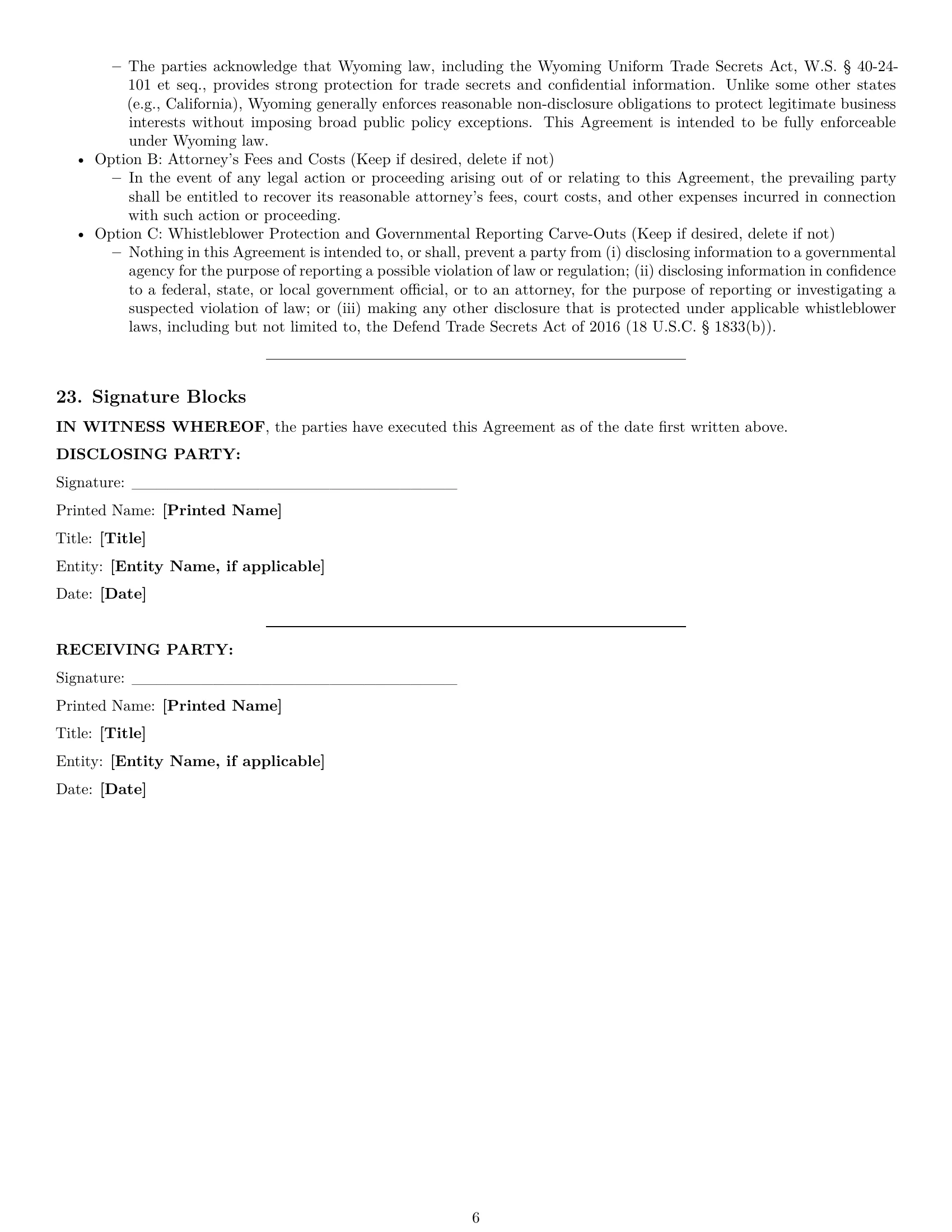Preview page 6 of Pro Wyoming nda template