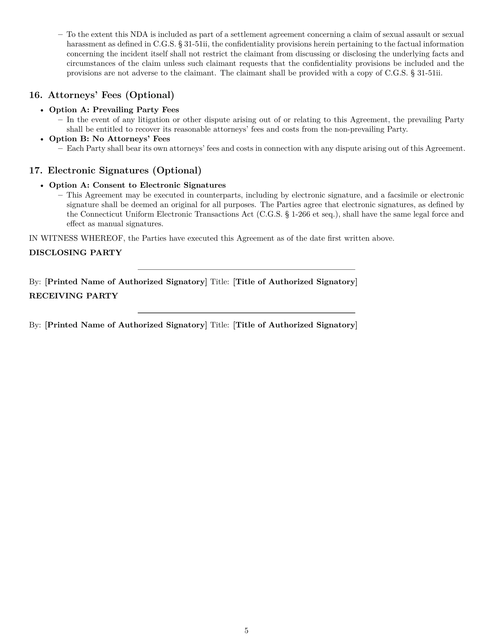 Preview page 5 of Pro Connecticut nda template