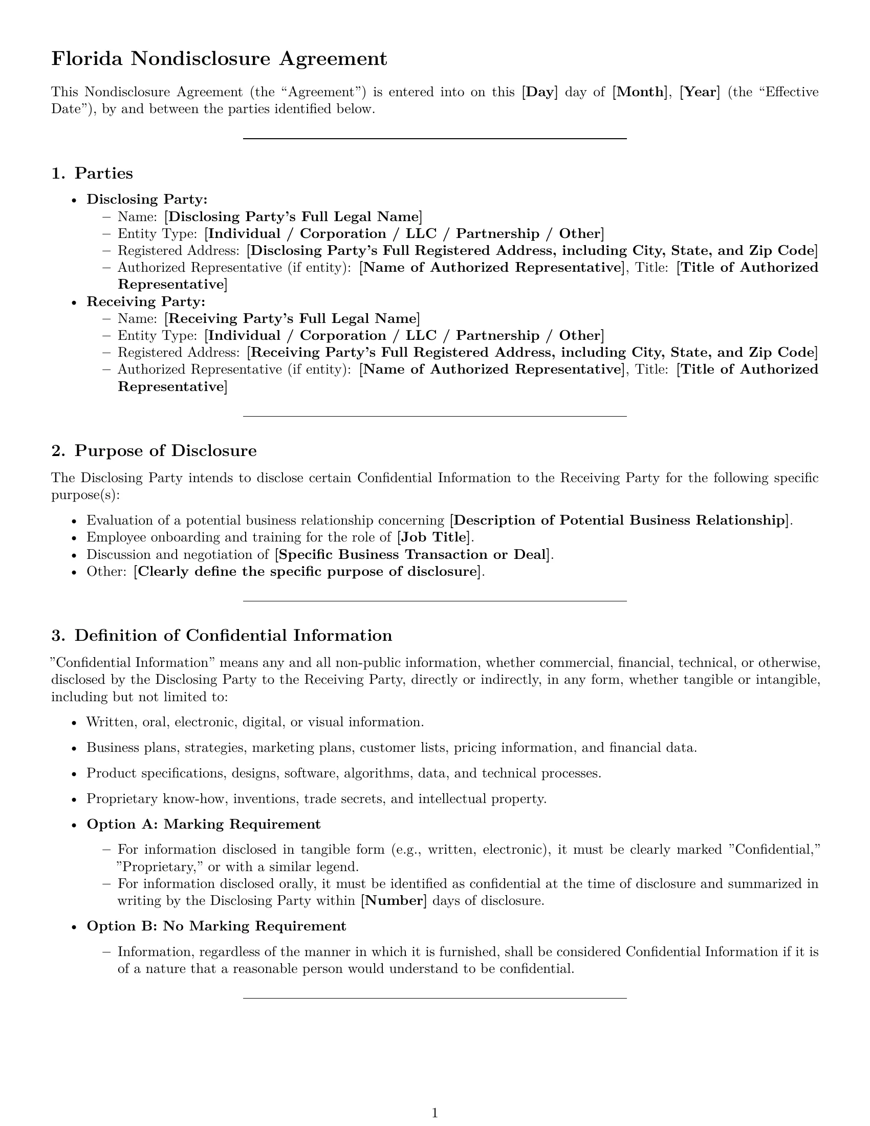 Preview page 1 of Pro Florida nda template