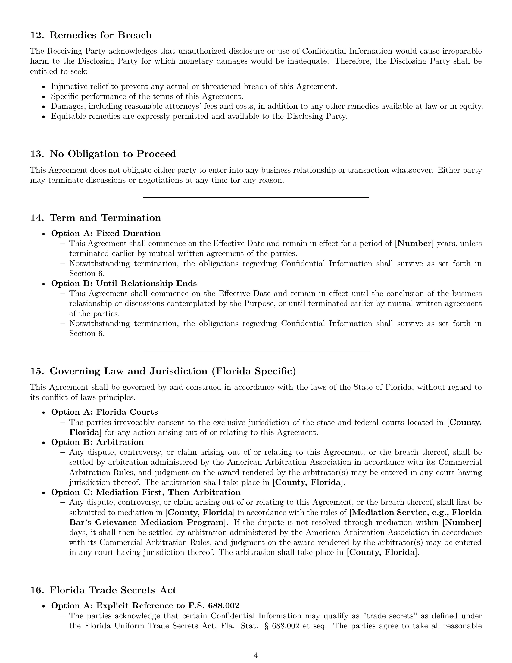 Preview page 4 of Pro Florida nda template