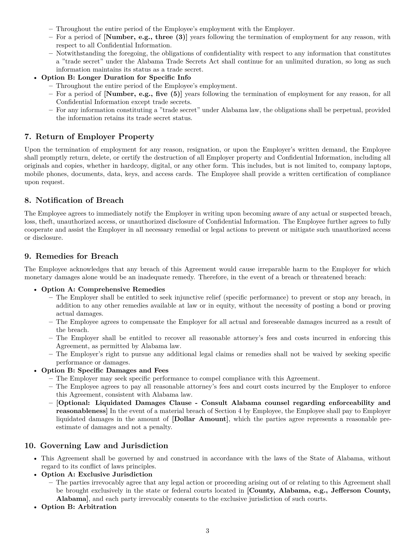 Preview page 3 of Pro Alabama employee nda template