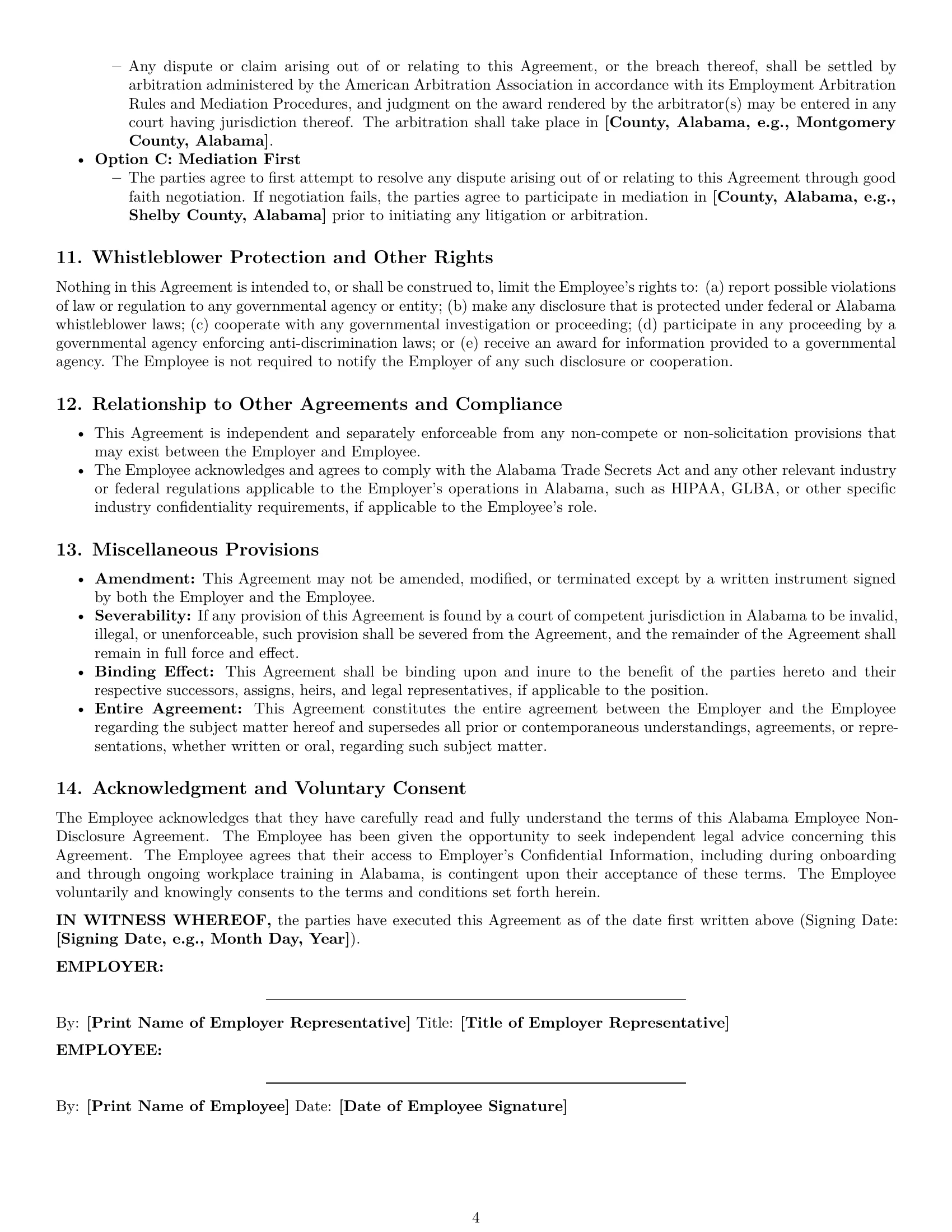 Preview page 4 of Pro Alabama employee nda template
