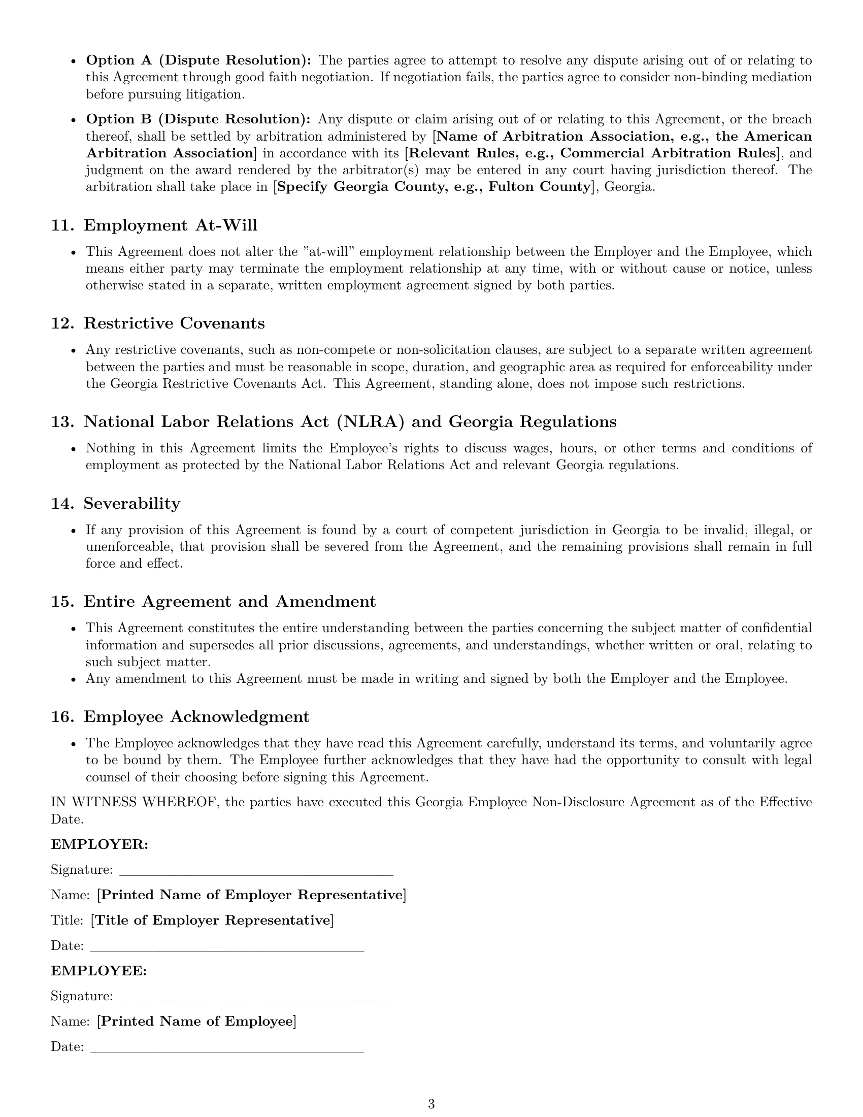 Preview page 3 of Pro Georgia employee nda template