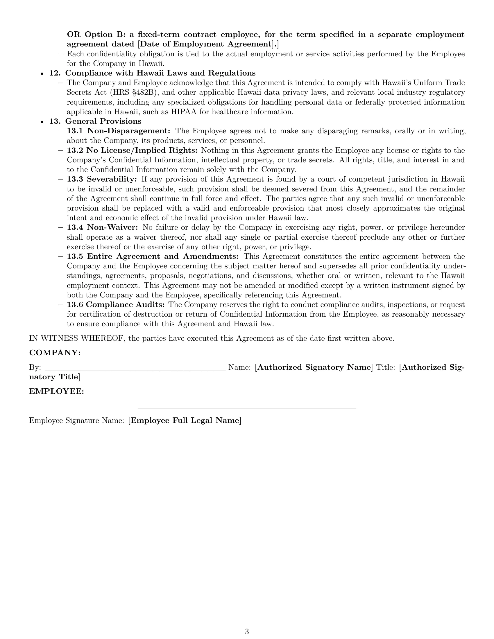 Preview page 3 of Pro Hawaii employee nda template