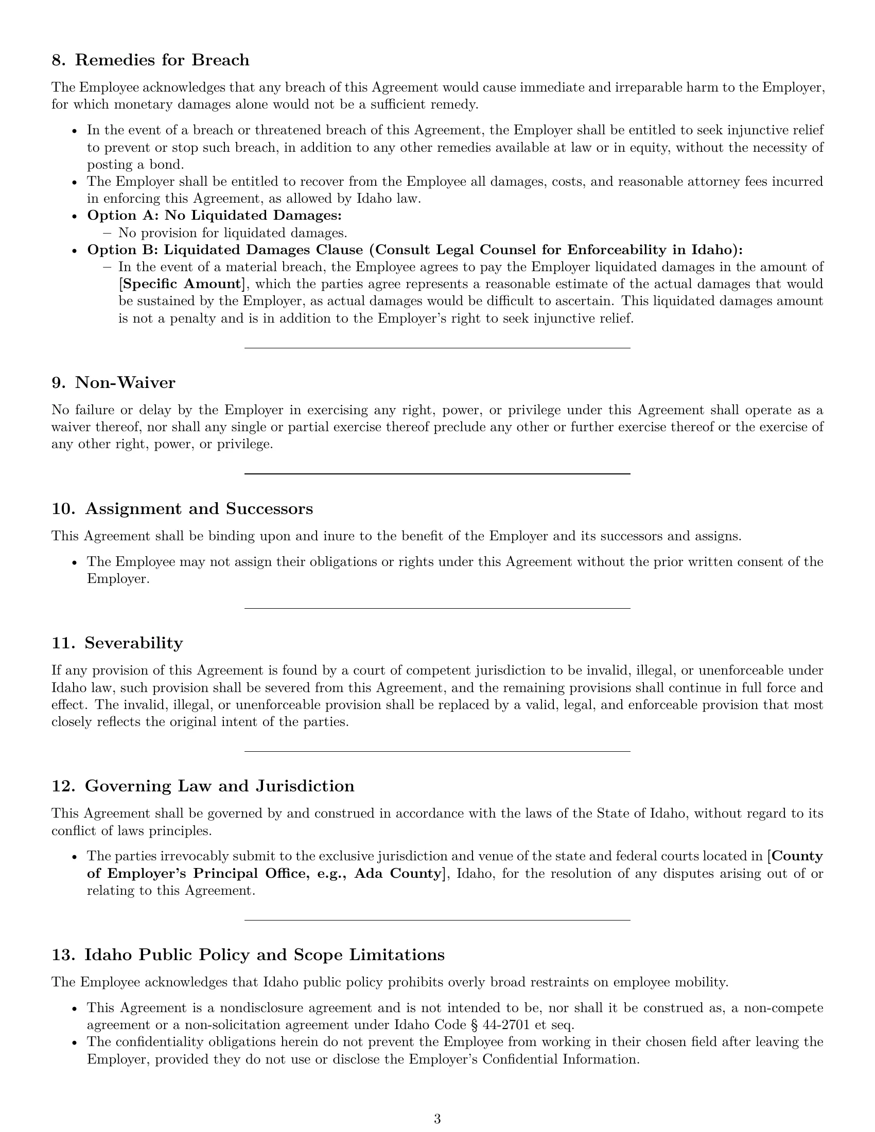Preview page 3 of Pro Idaho employee nda template
