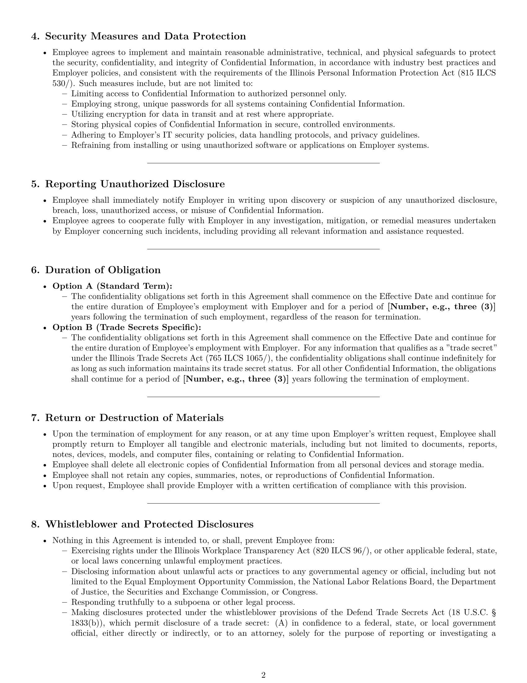 Preview page 2 of Pro Illinois employee nda template