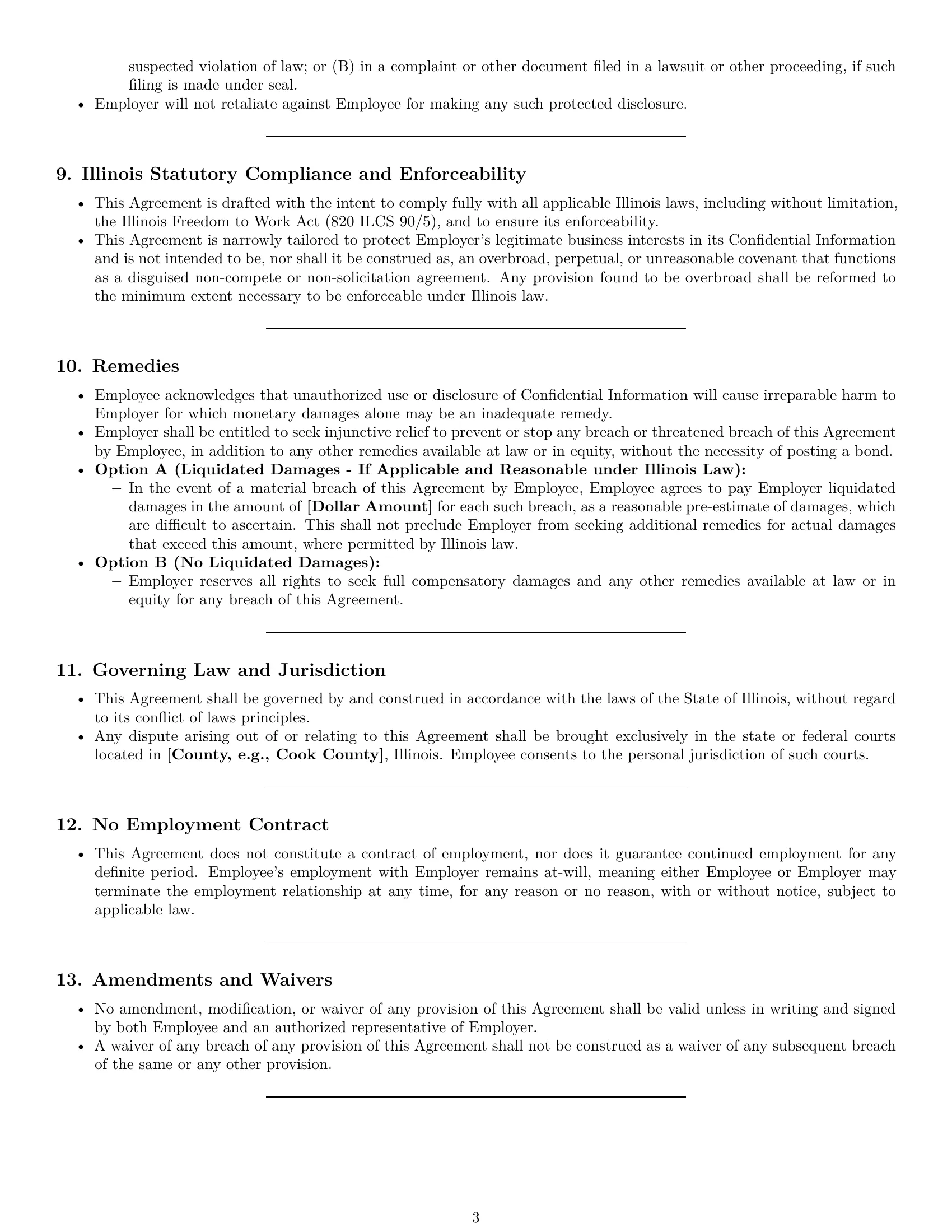 Preview page 3 of Pro Illinois employee nda template