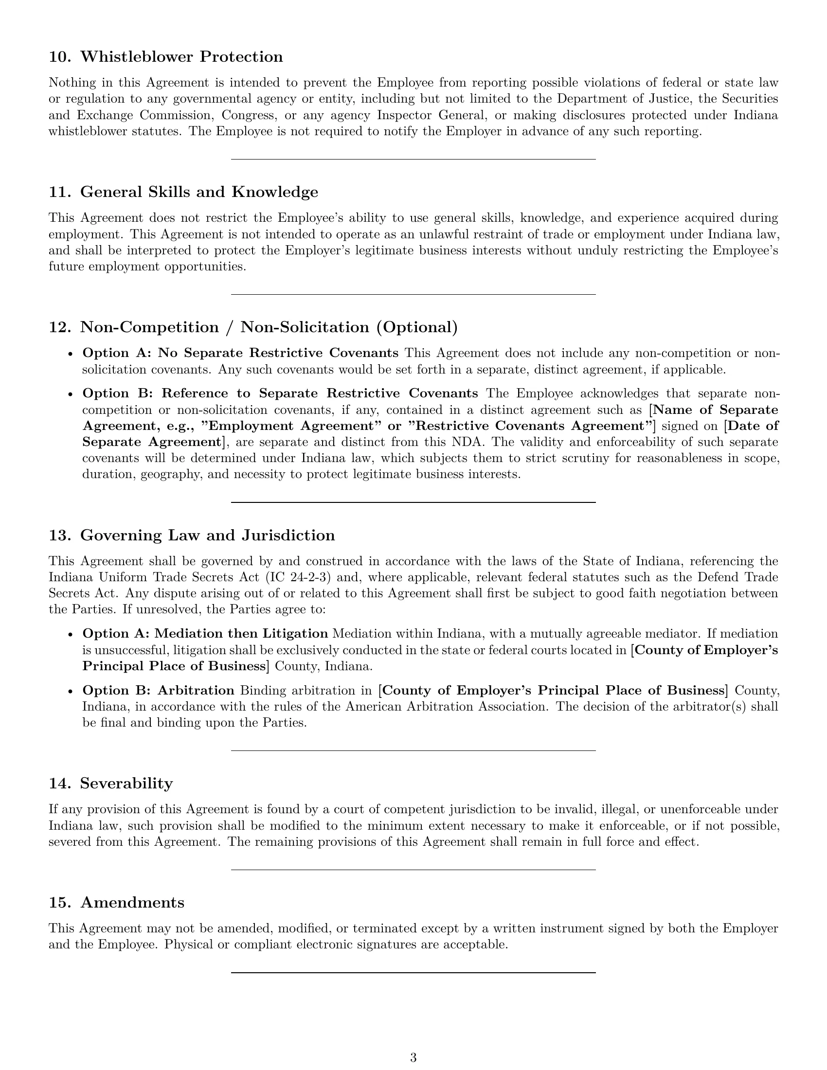 Preview page 3 of Pro Indiana employee nda template