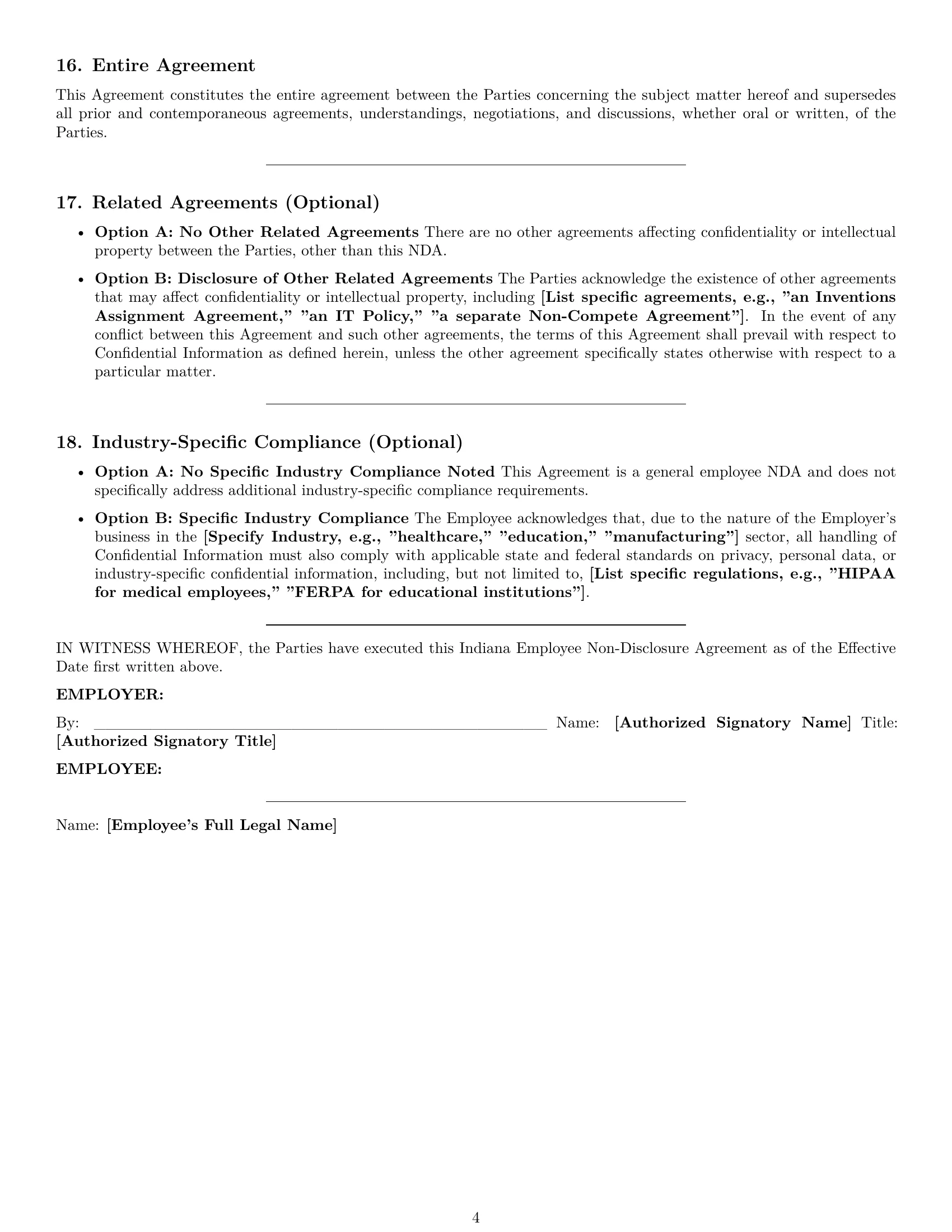 Preview page 4 of Pro Indiana employee nda template
