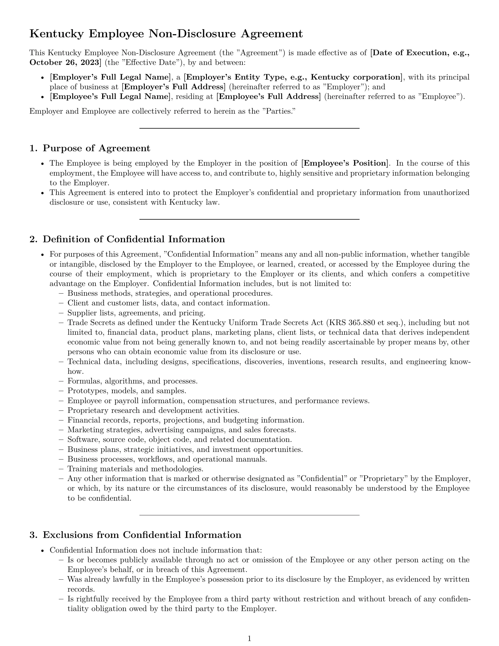 Preview page 1 of Pro Kentucky employee nda template
