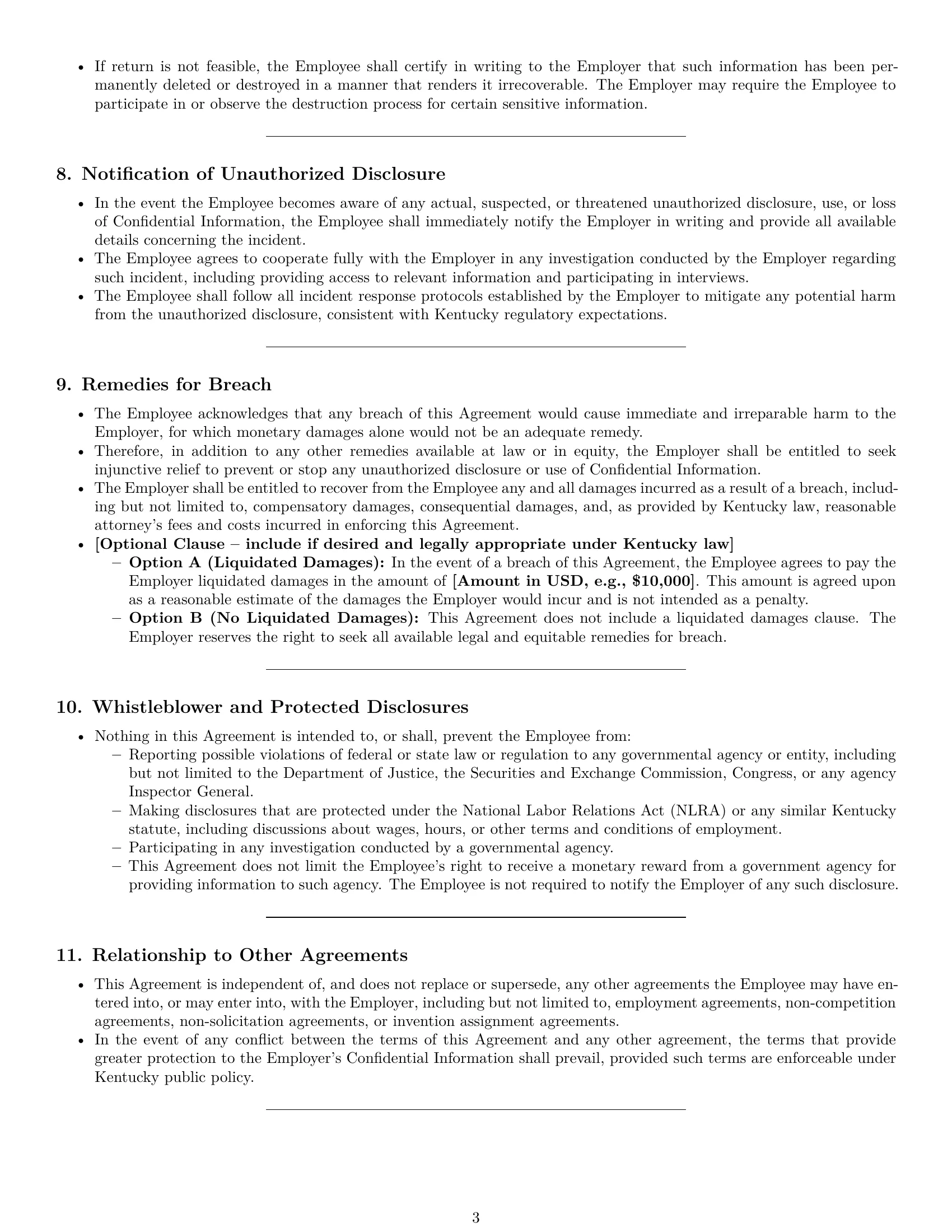 Preview page 3 of Pro Kentucky employee nda template