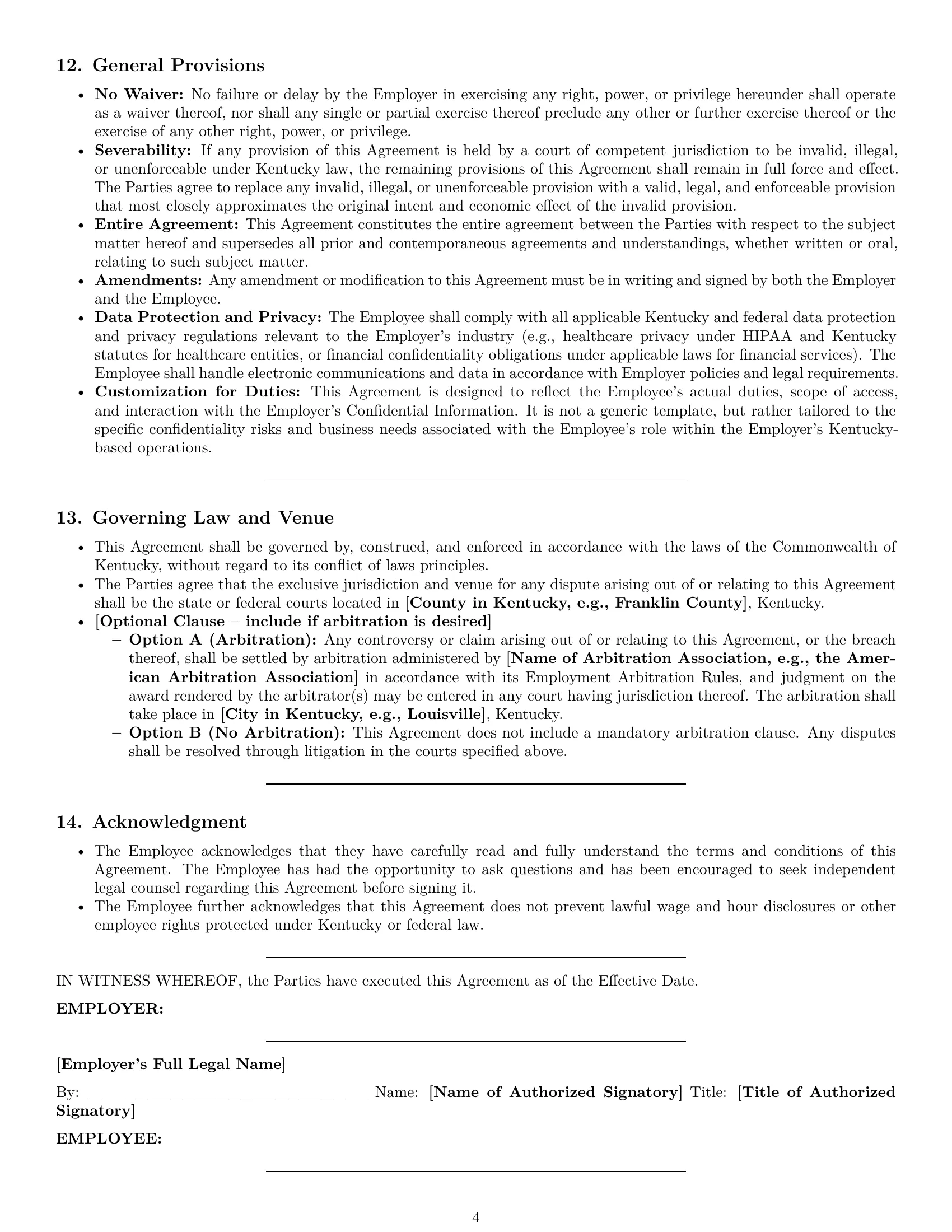 Preview page 4 of Pro Kentucky employee nda template