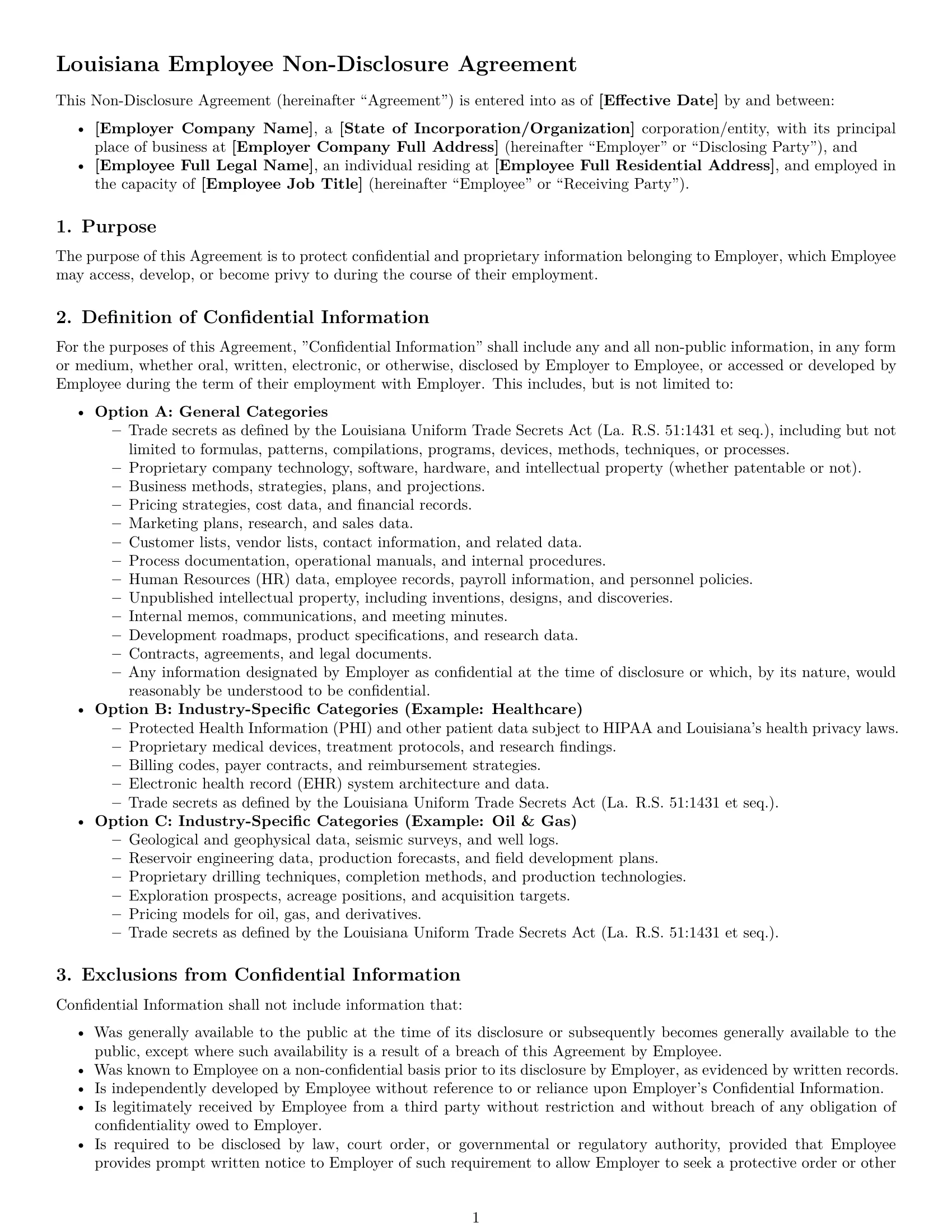 Preview page 1 of Pro Louisiana employee nda template