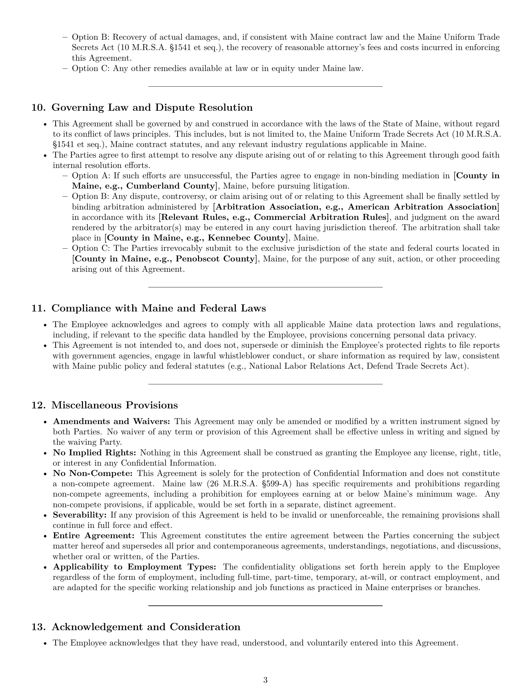 Preview page 3 of Pro Maine employee nda template
