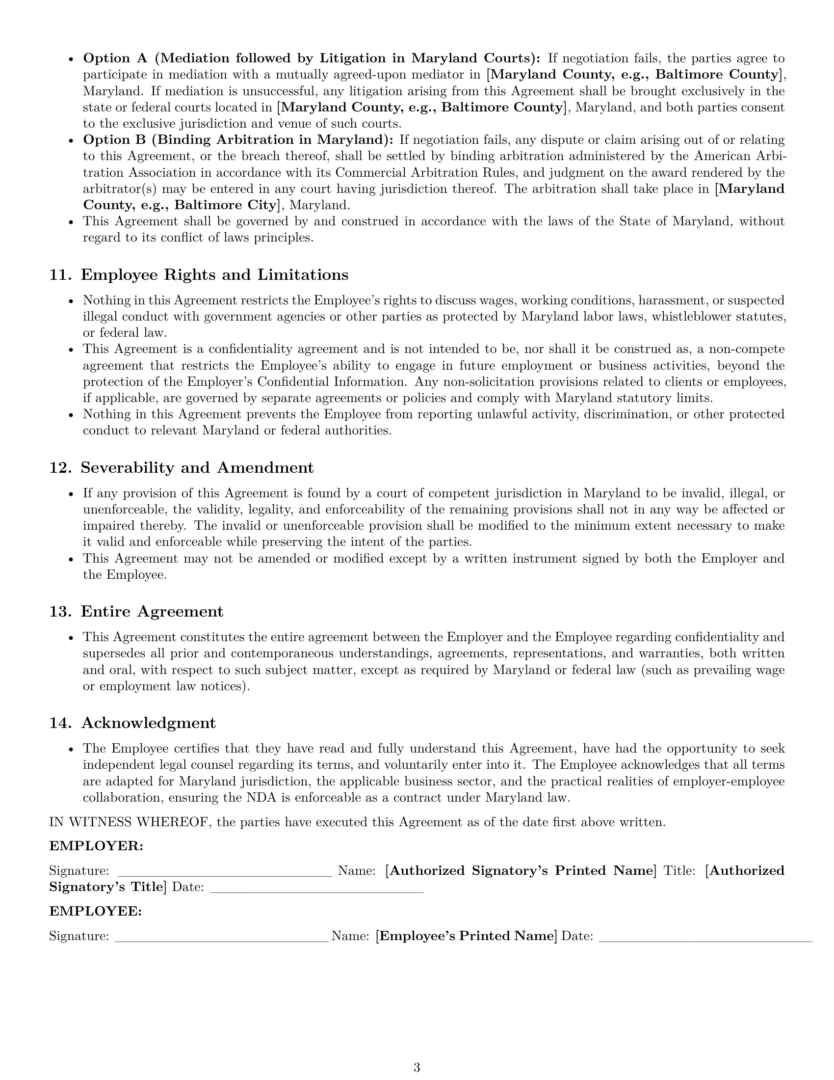 Preview page 3 of Pro Maryland employee nda template