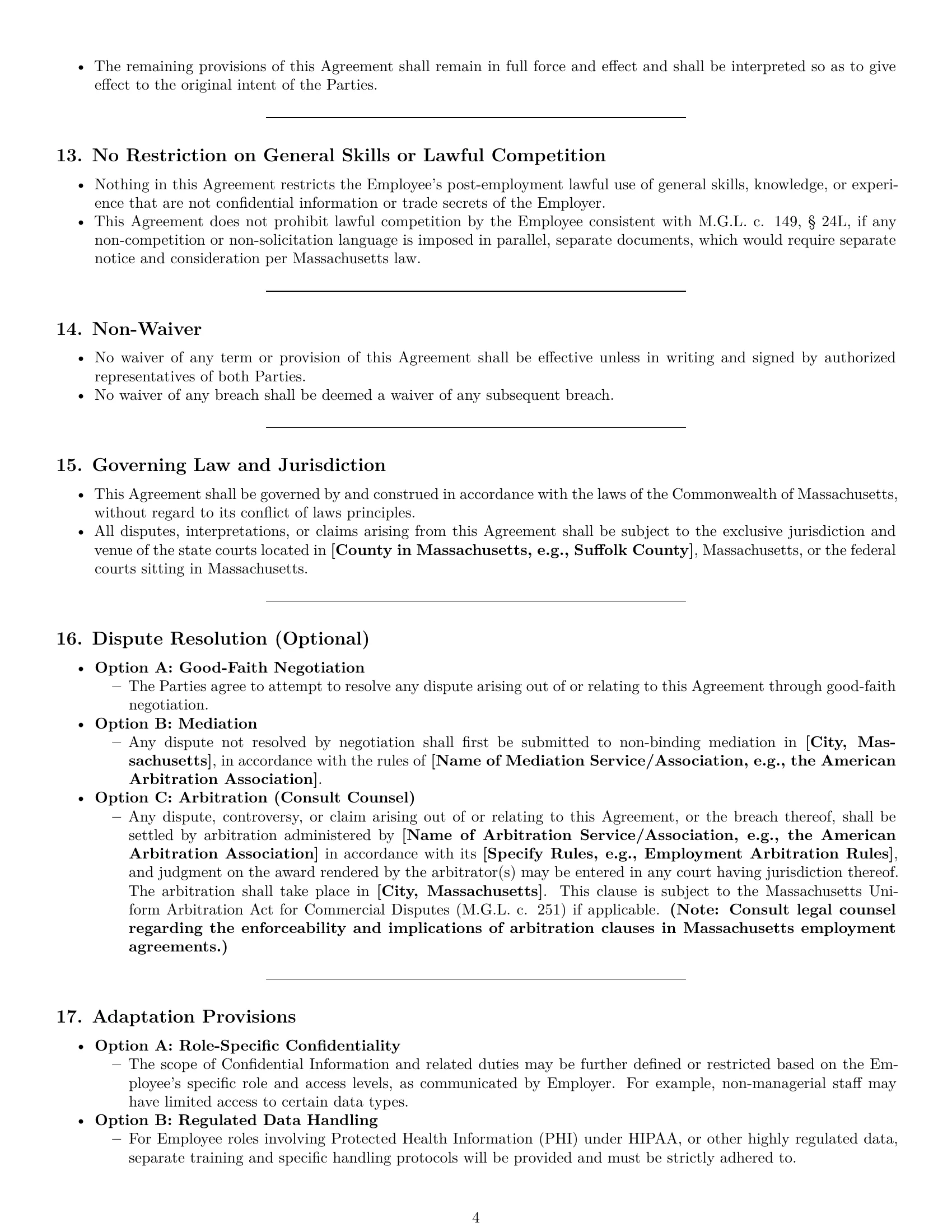 Preview page 4 of Pro Massachusetts employee nda template