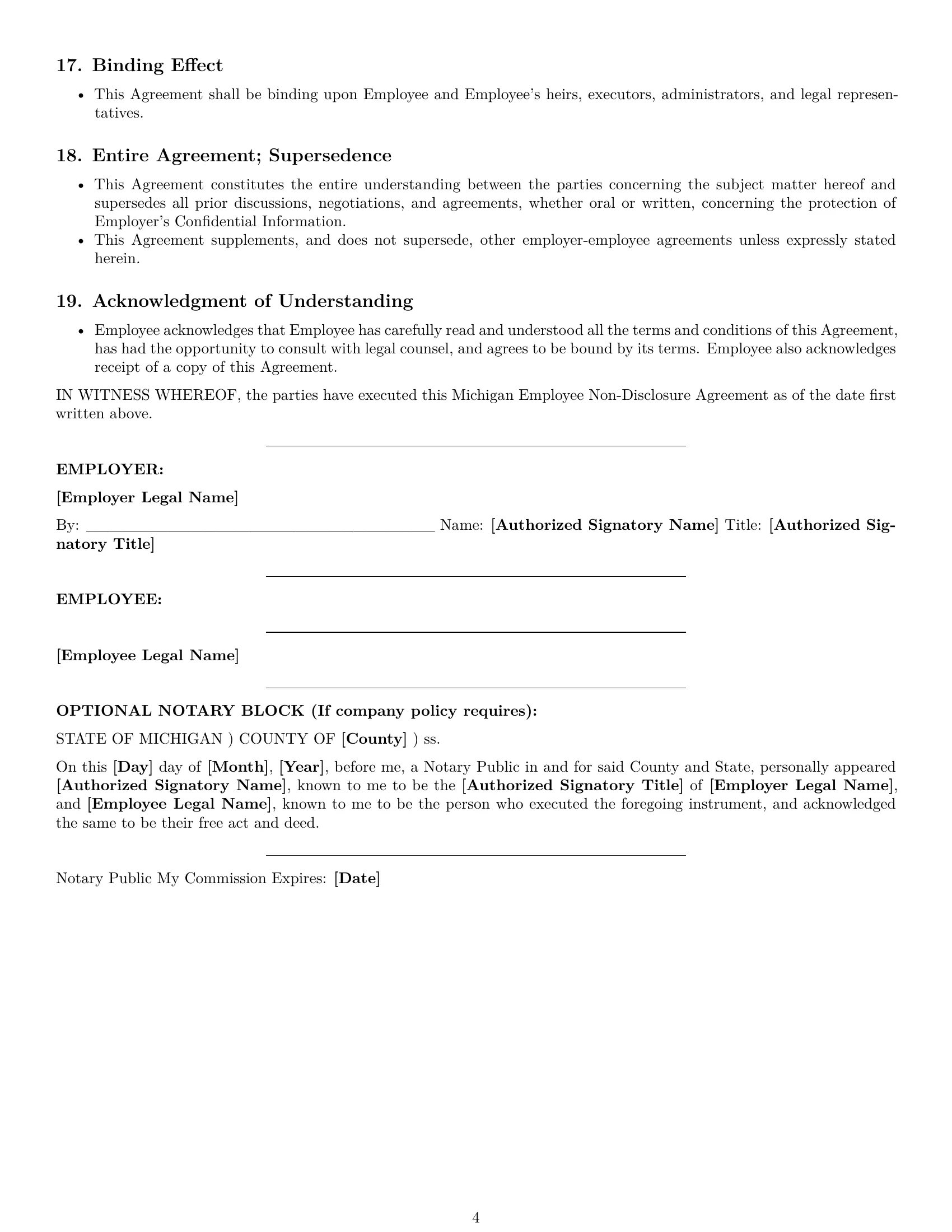 Preview page 4 of Pro Michigan employee nda template
