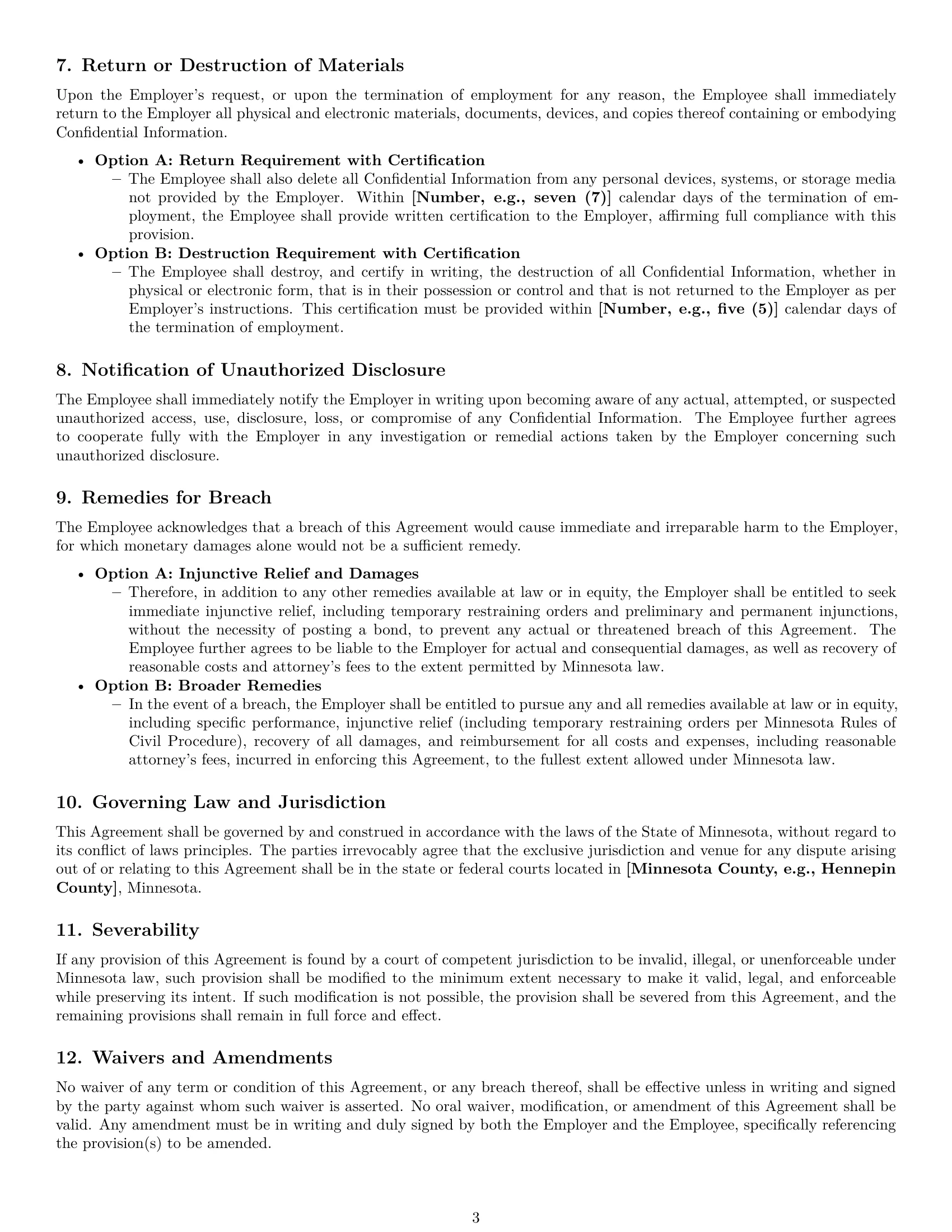 Preview page 3 of Pro Minnesota employee nda template