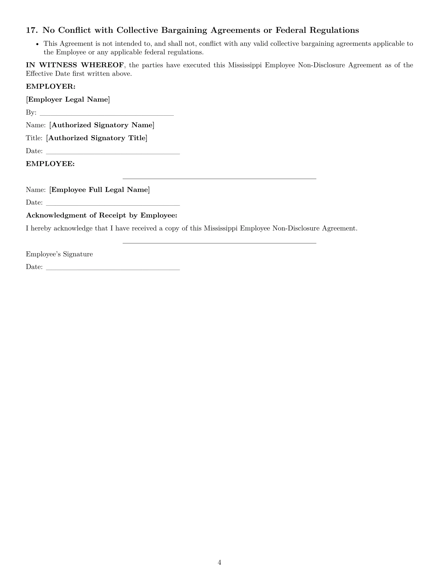 Preview page 4 of Pro Mississippi employee nda template