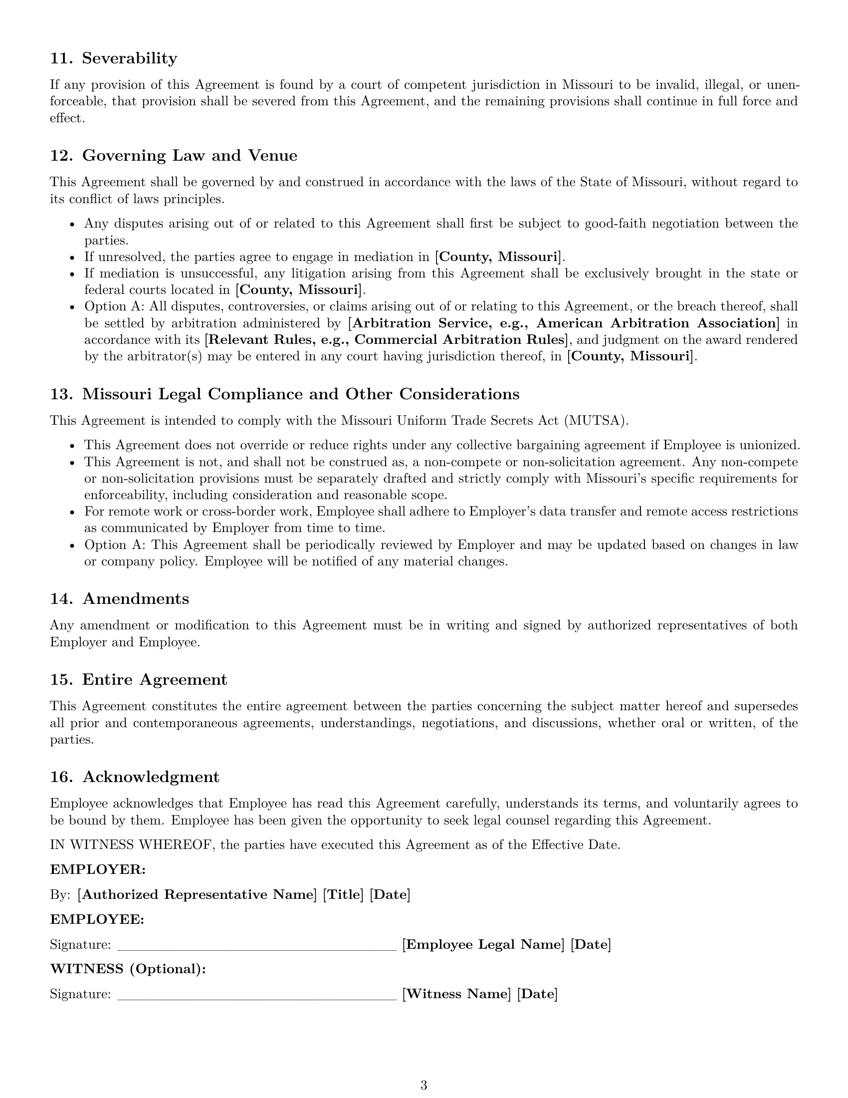 Preview page 3 of Pro Missouri employee nda template