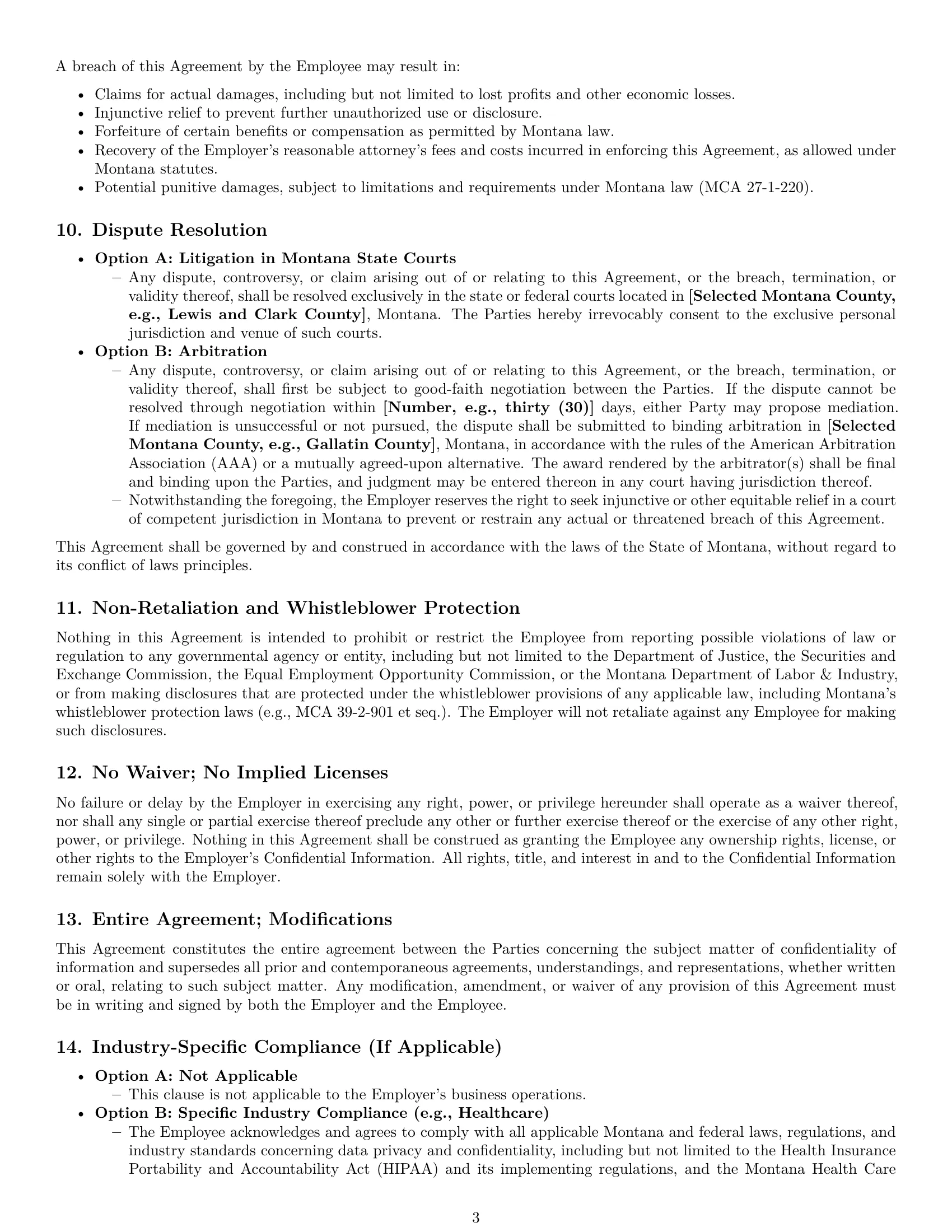 Preview page 3 of Pro Montana employee nda template