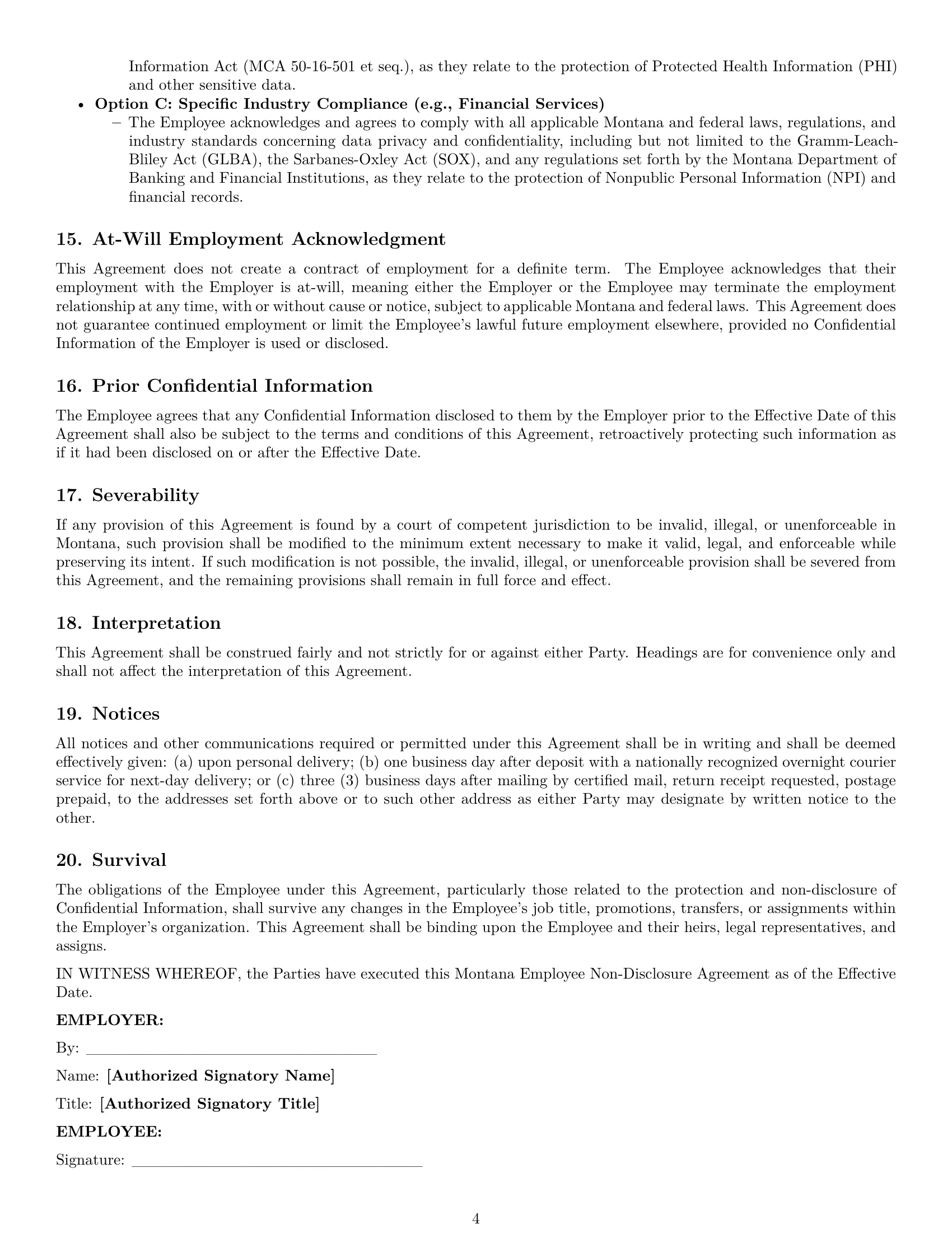 Preview page 4 of Pro Montana employee nda template
