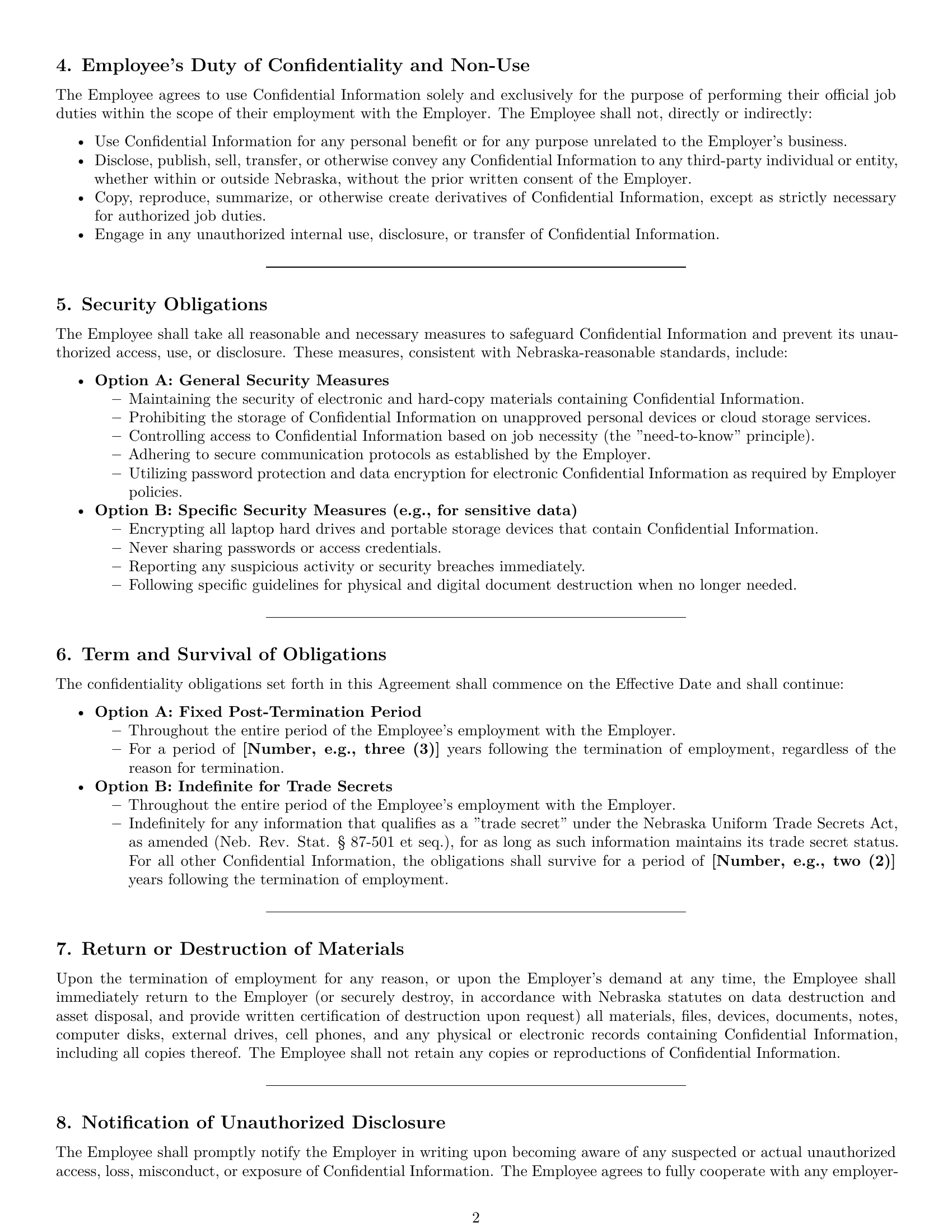Preview page 2 of Pro Nebraska employee nda template