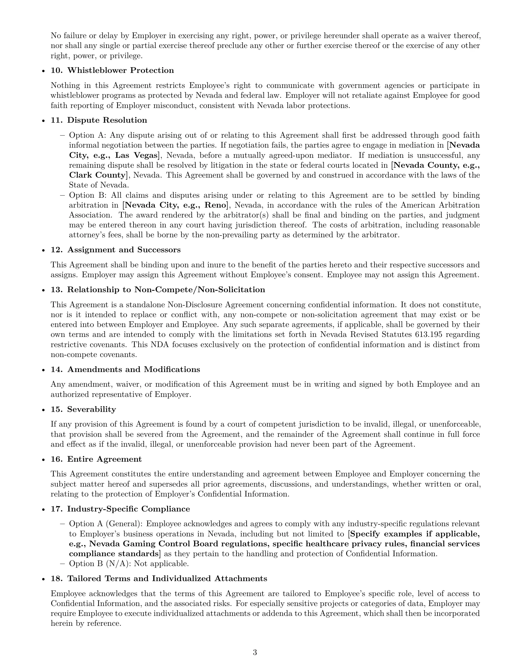 Preview page 3 of Pro Nevada employee nda template