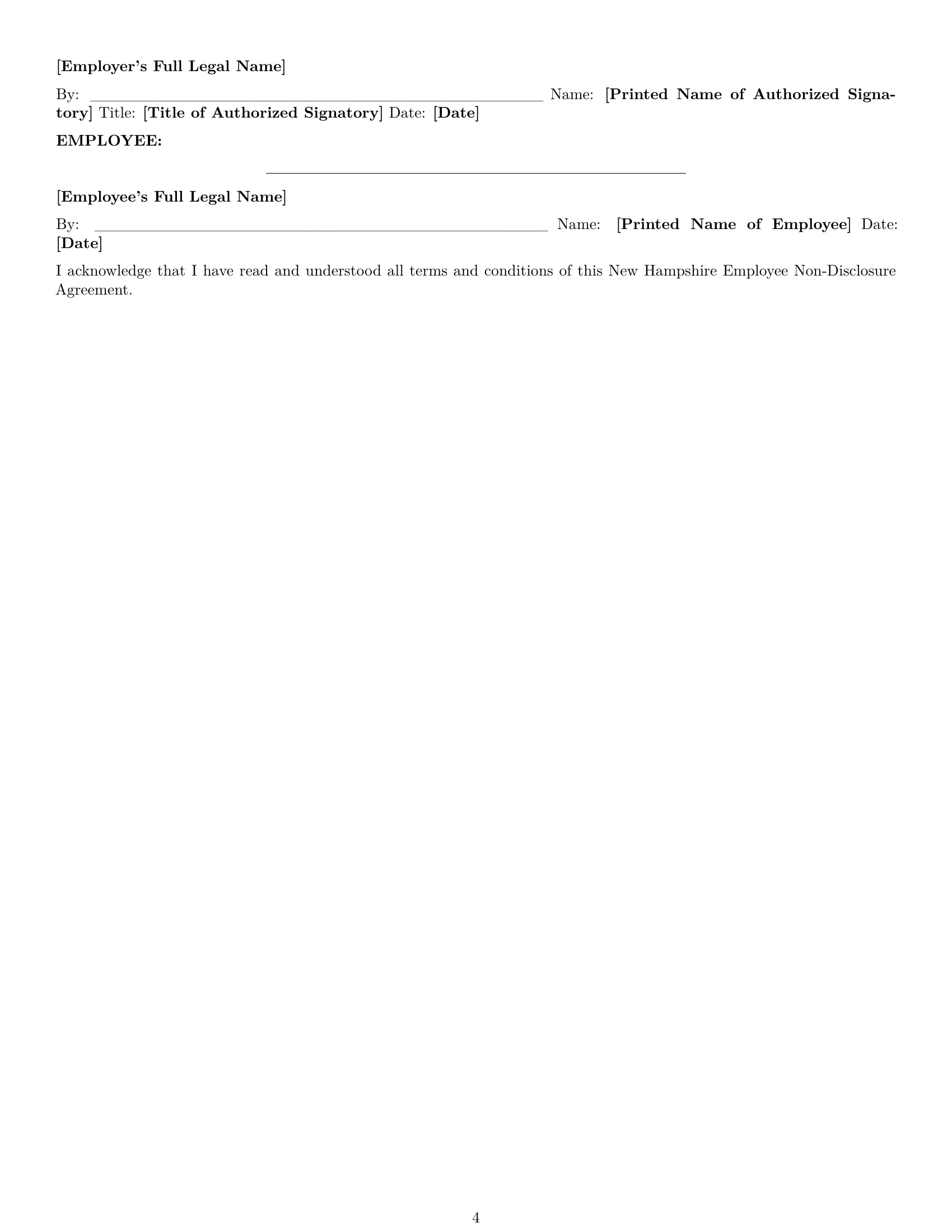 Preview page 4 of Pro New Hampshire employee nda template