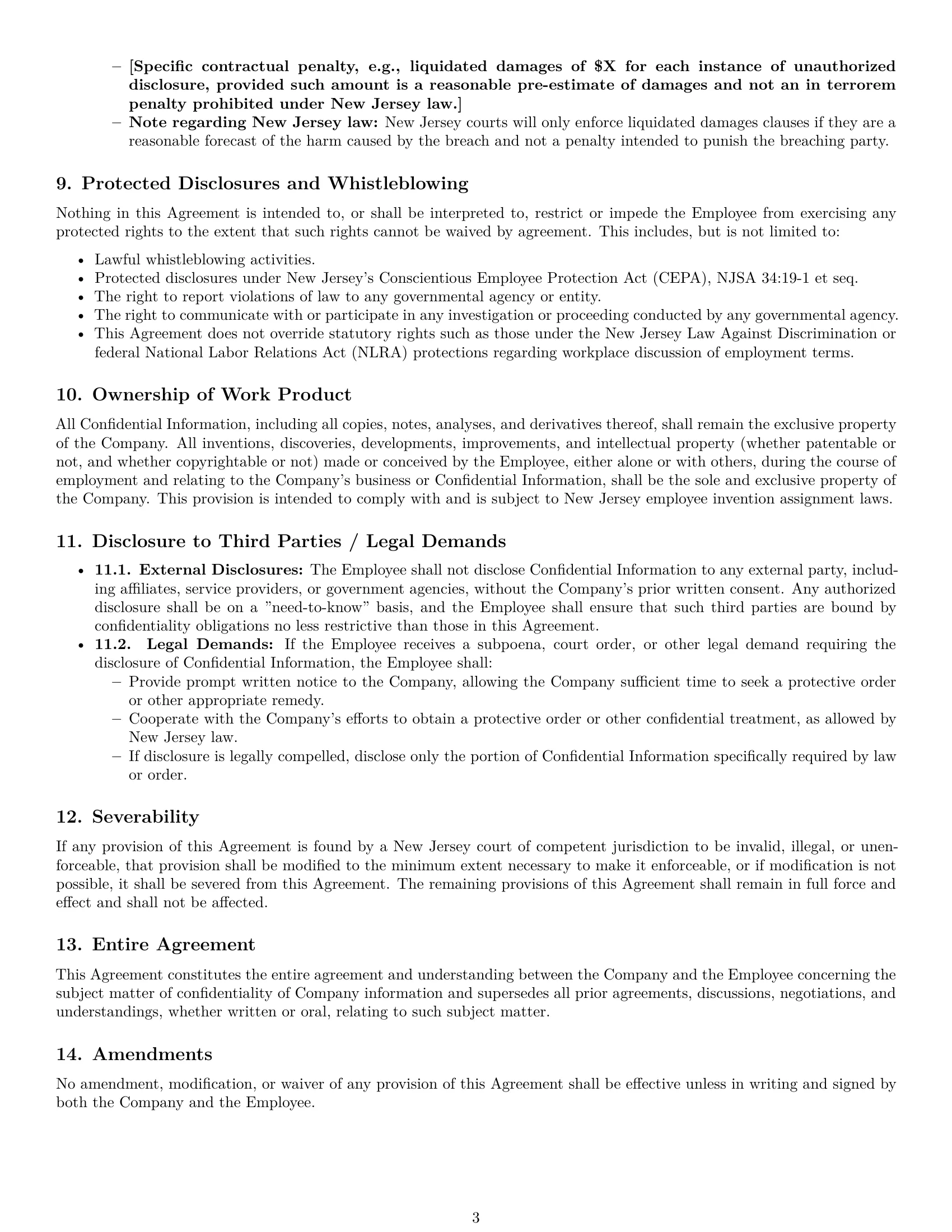Preview page 3 of Pro New Jersey employee nda template