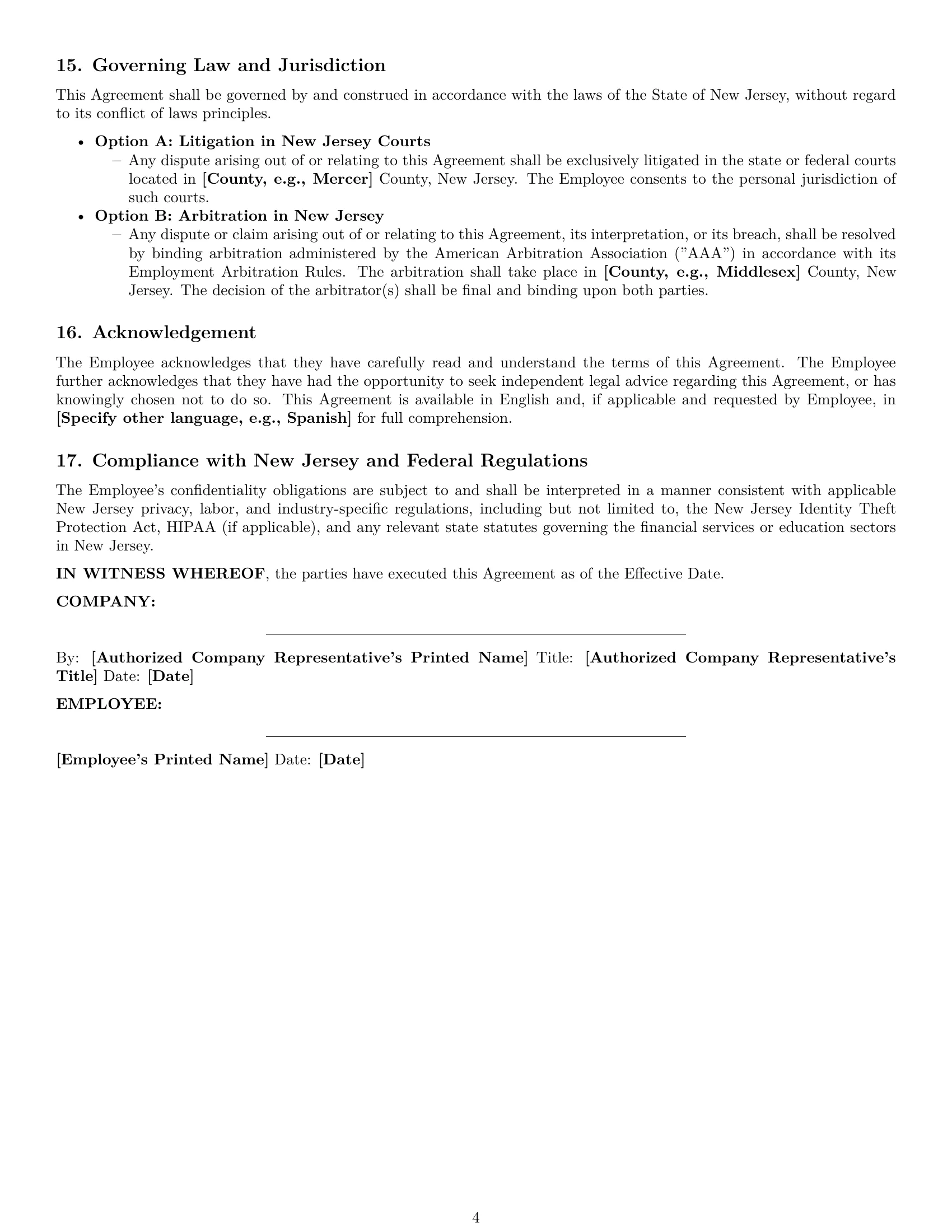 Preview page 4 of Pro New Jersey employee nda template