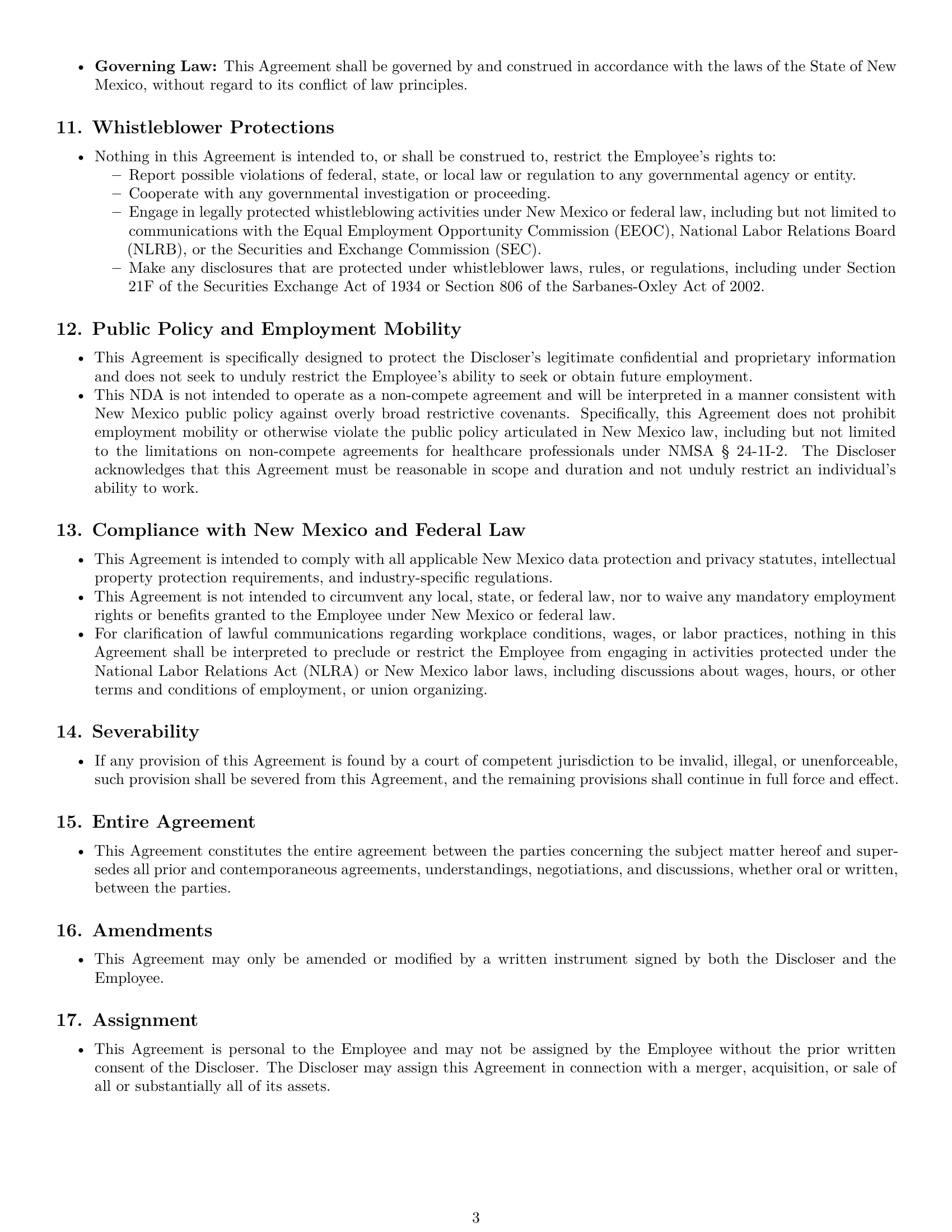 Preview page 3 of Pro New Mexico employee nda template