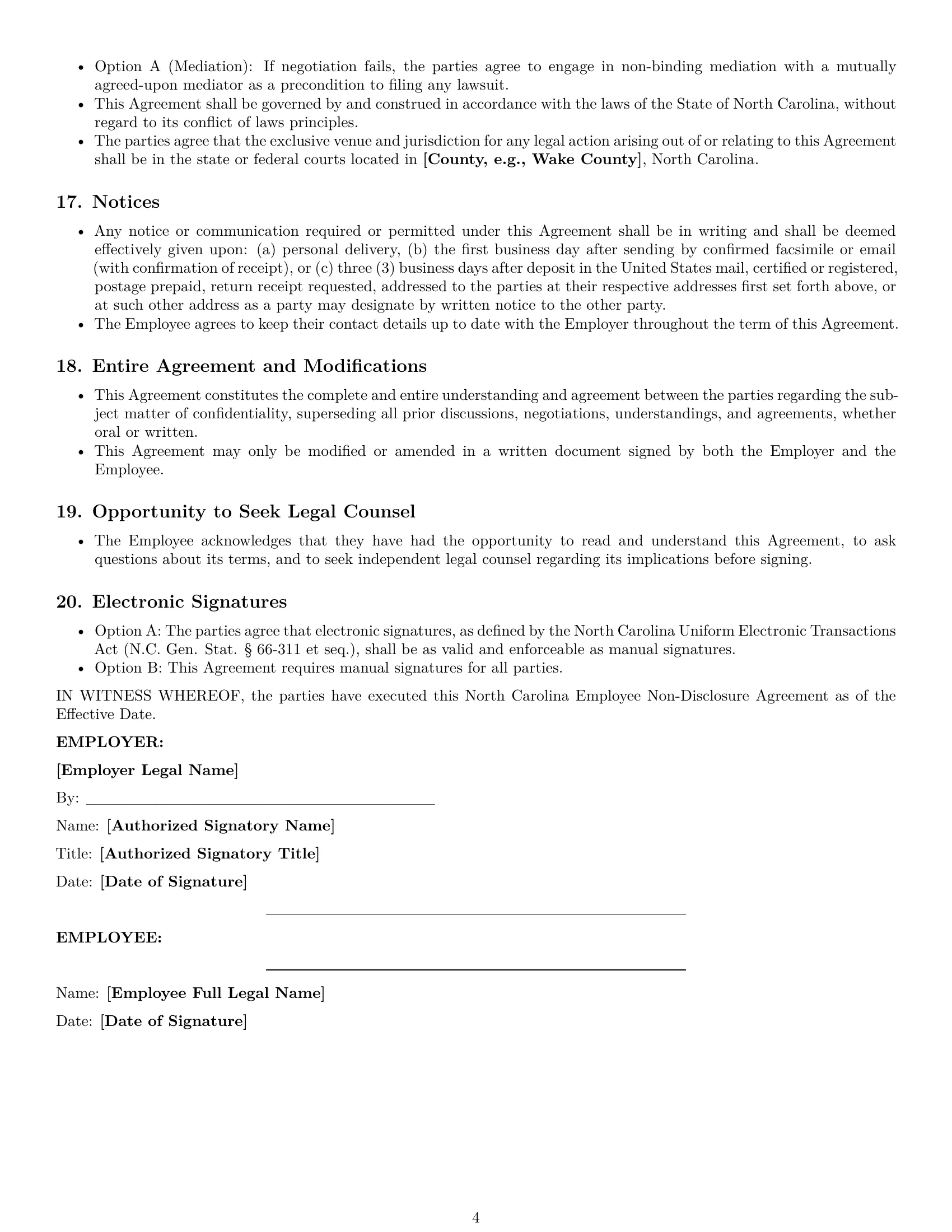 Preview page 4 of Pro North Carolina employee nda template