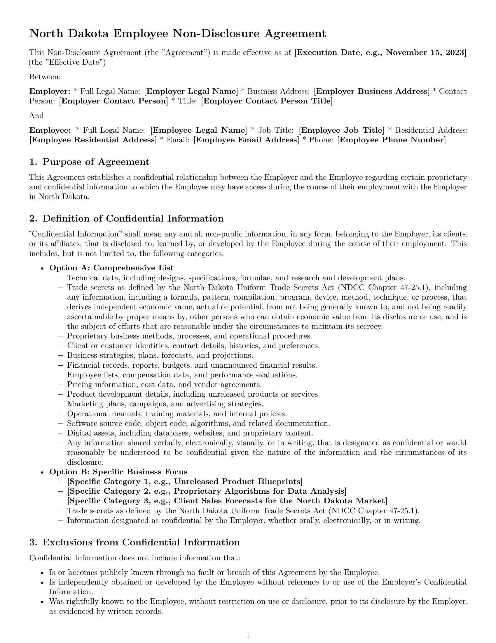 Preview page 1 of Pro North Dakota employee nda template