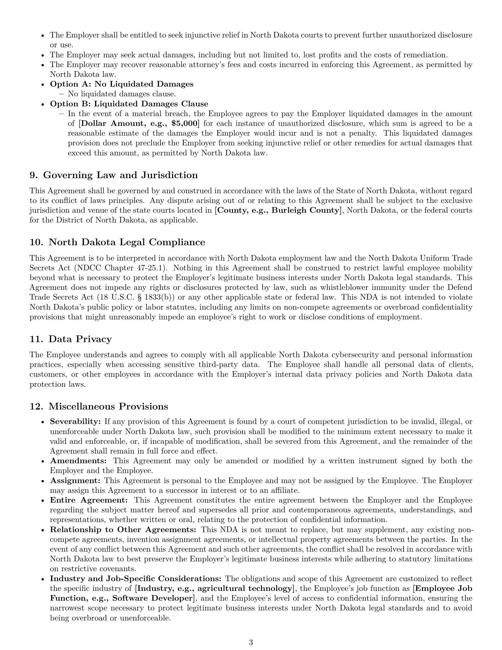Preview page 3 of Pro North Dakota employee nda template