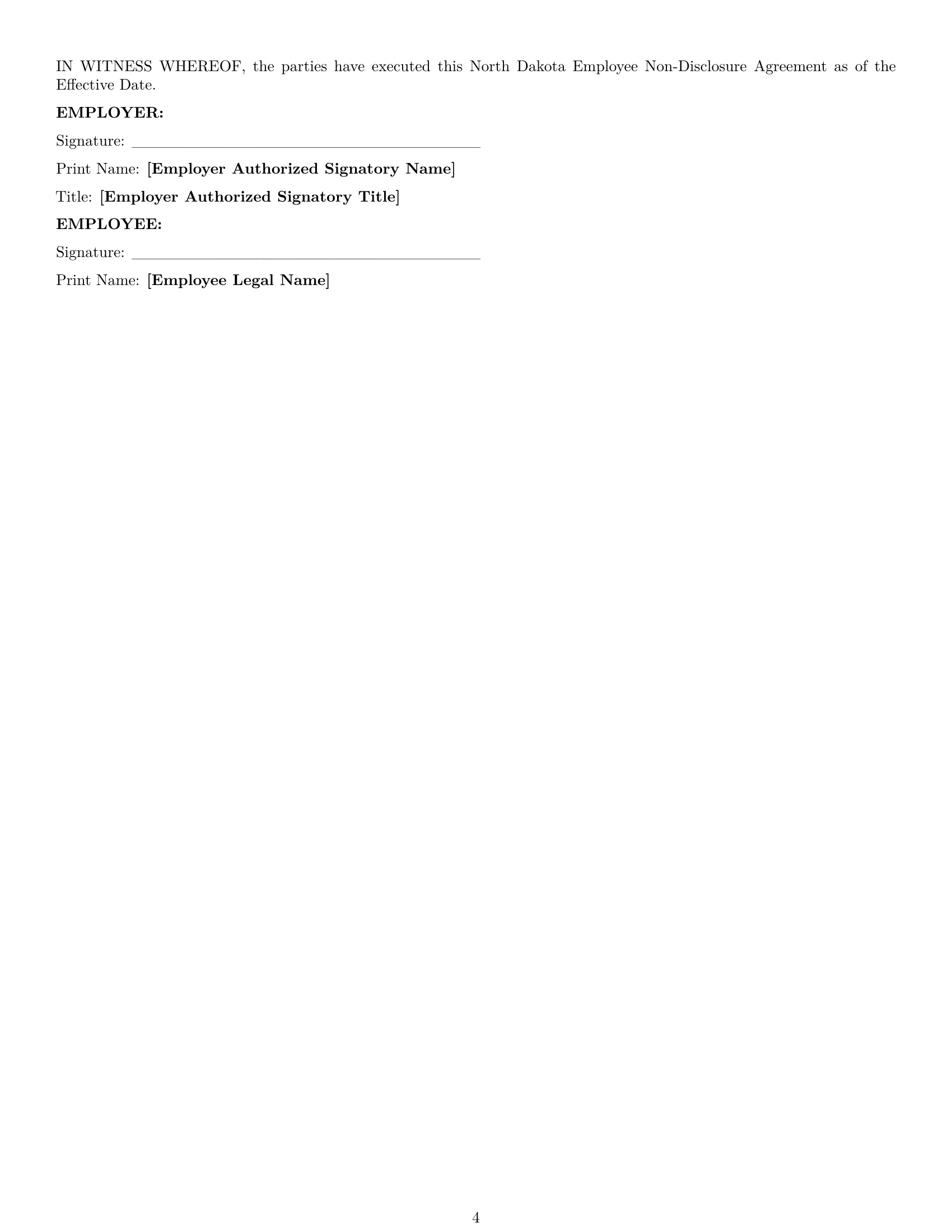 Preview page 4 of Pro North Dakota employee nda template